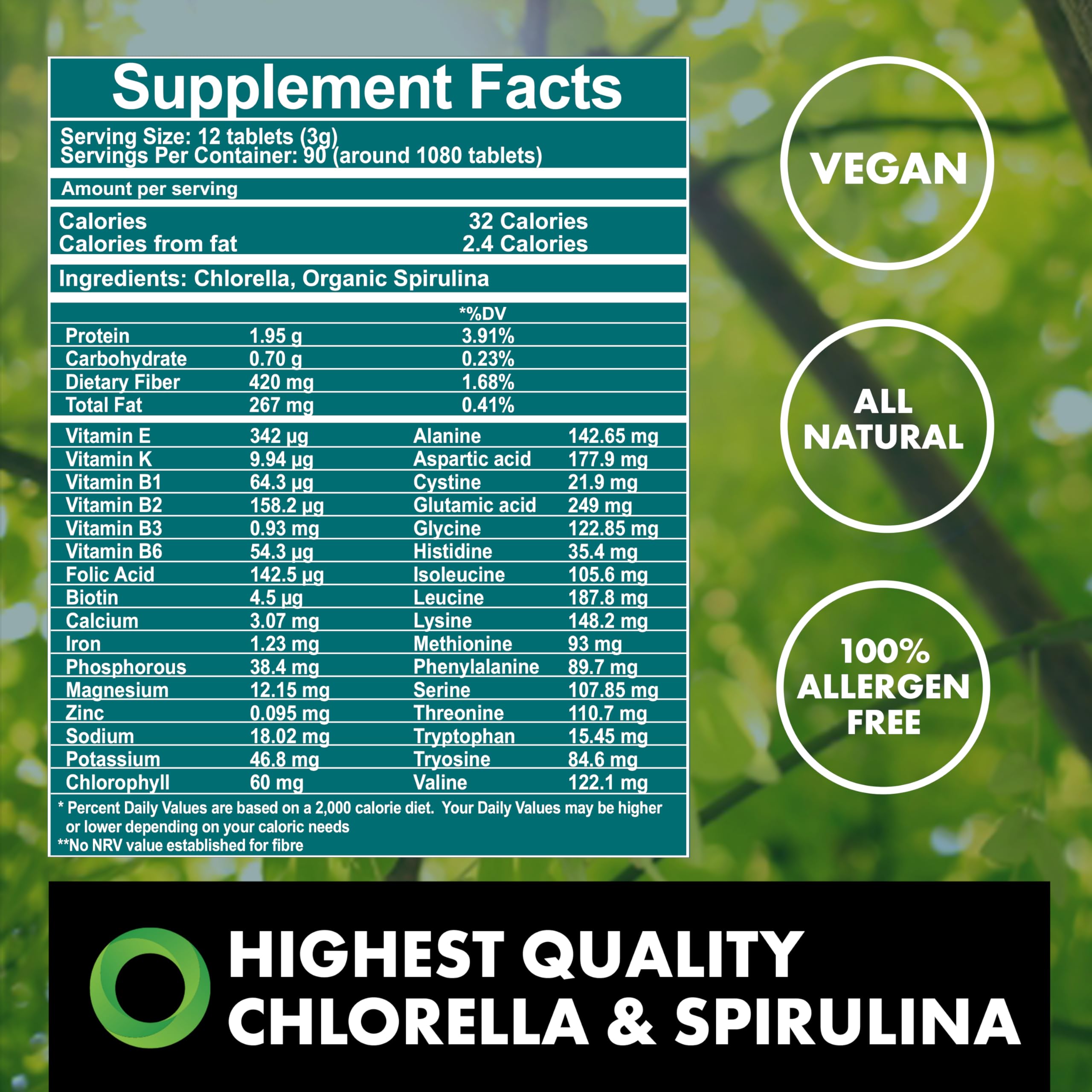 The Chlorella Company tabletas en mano para visualización del tamaño y facilidad