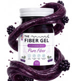 The Fiber Gel frente del envase mostrando sabor elderberry y ventaja lista para consumir