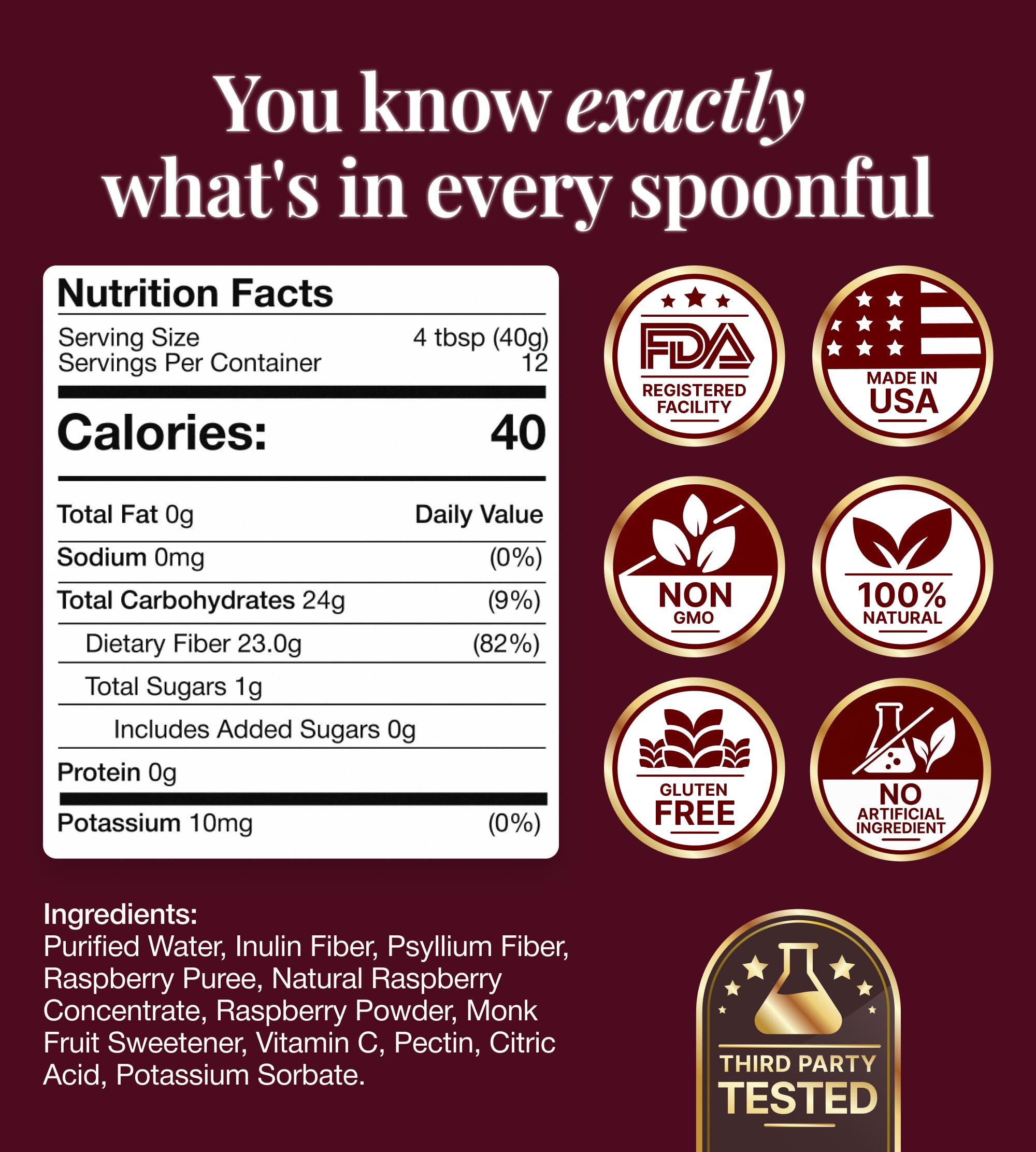 The Fiber Gel ingredientes naturales: psyllium e inulina frescos