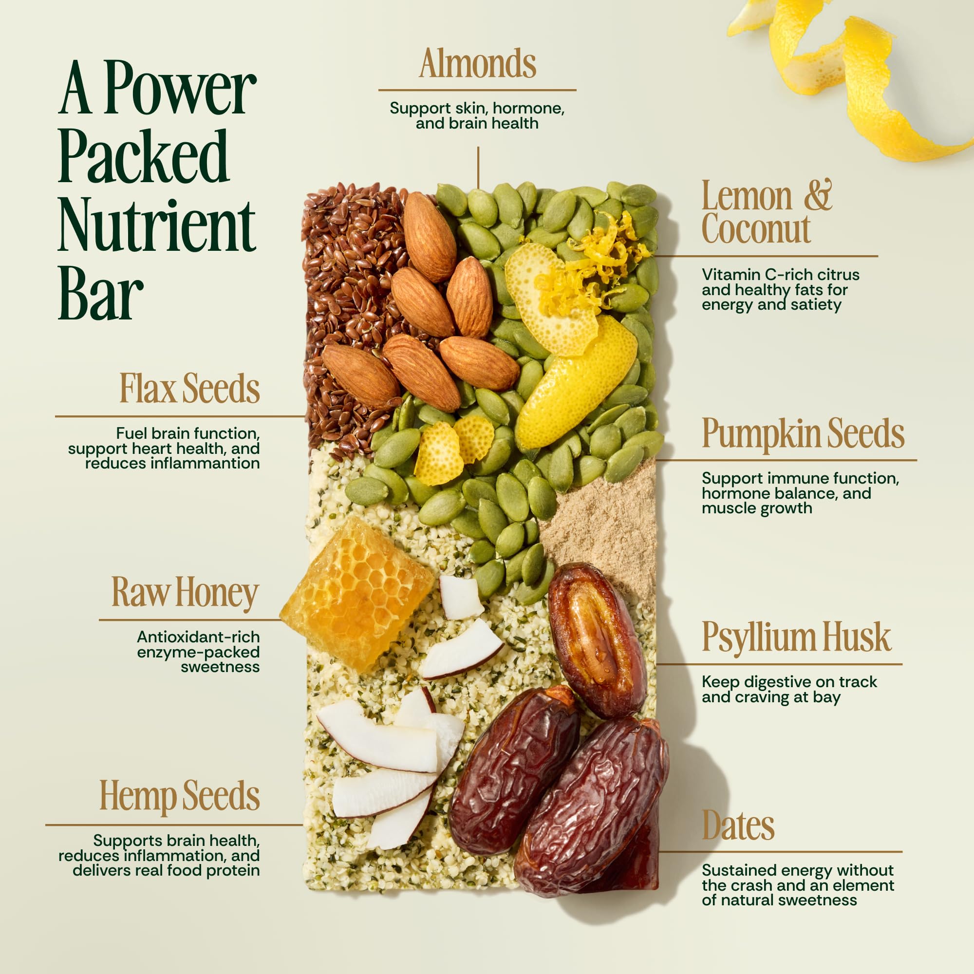 The Forward Bar primer plano de semillas enteras que aportan proteína completa