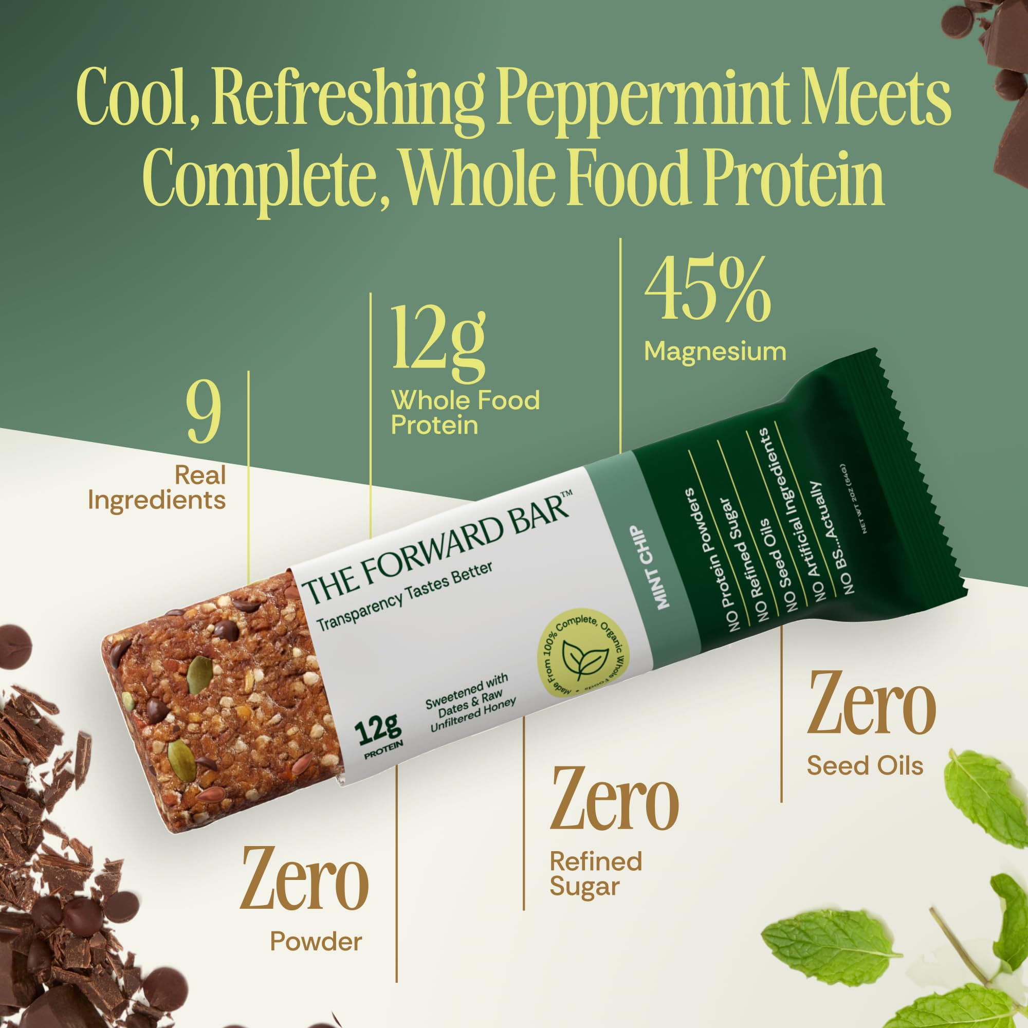 The Forward Bar chispas de chocolate que realzan sabor y disfrute