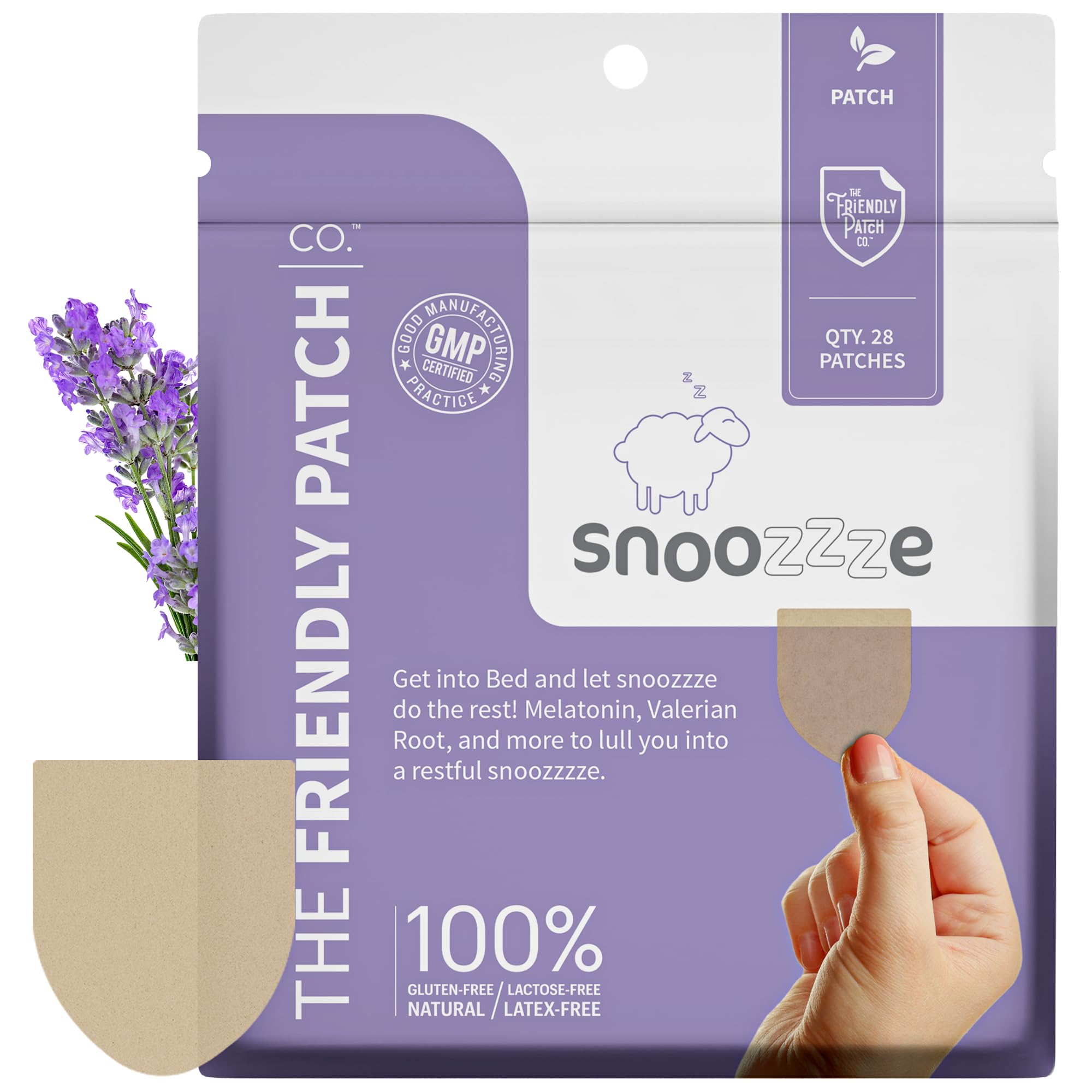 The Friendly Patch empaque frontal mostrando parche y beneficios visibles