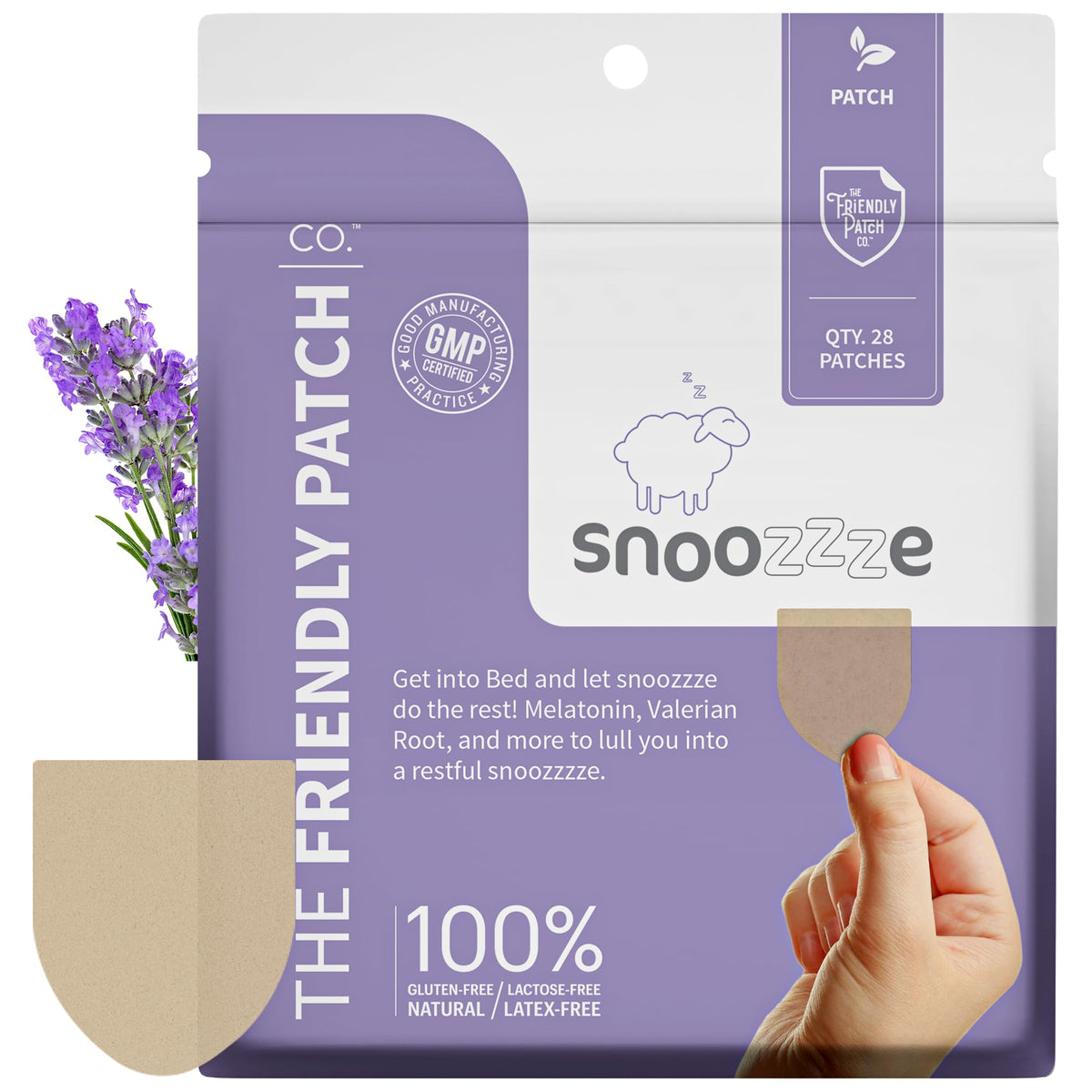 The Friendly Patch empaque frontal mostrando parche y beneficios visibles