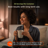 The Genius Brand frasco en mano para comparar tamaño y porciones prácticas