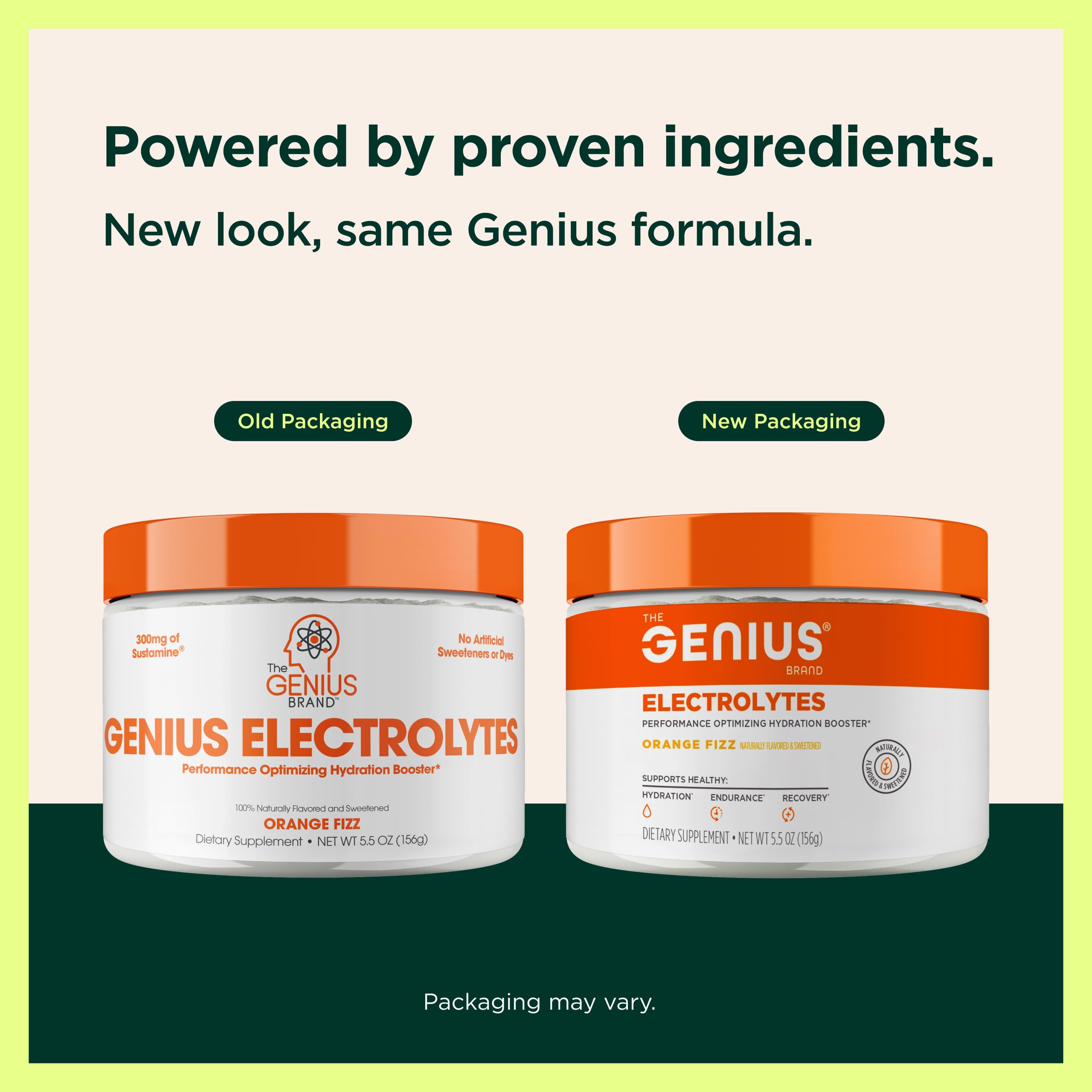 The Genius Brand etiqueta con lista de ingredientes limpia y beneficio de transparencia