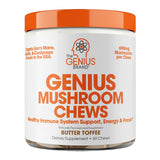 The Genius Brand frasco delante mostrando etiqueta y beneficios visibles