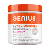 The Genius Brand frasco frontal del producto mostrando diseño y sabor watermelon