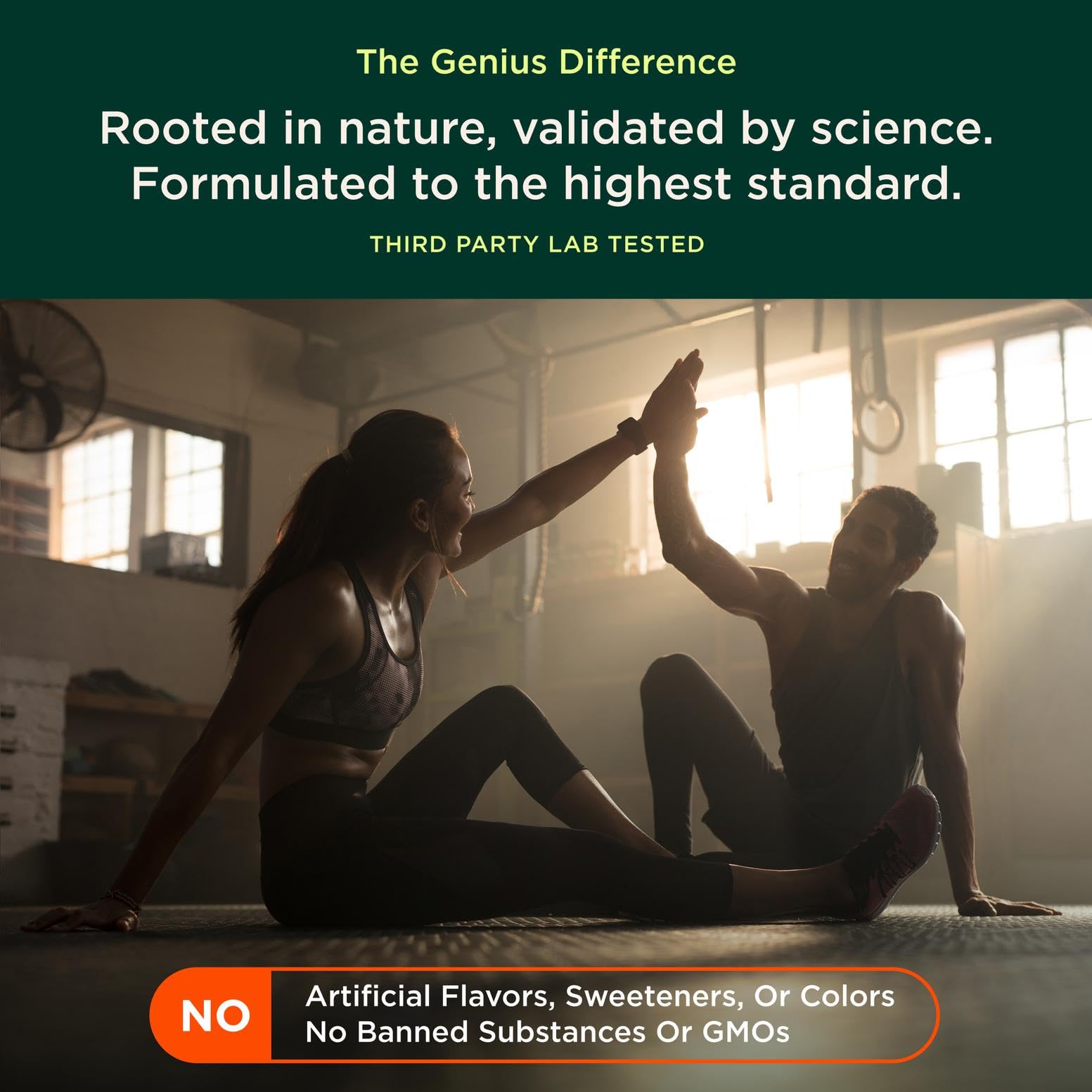 The Genius Brand producto en gimnasio, aporta energía y enfoque al entrenar