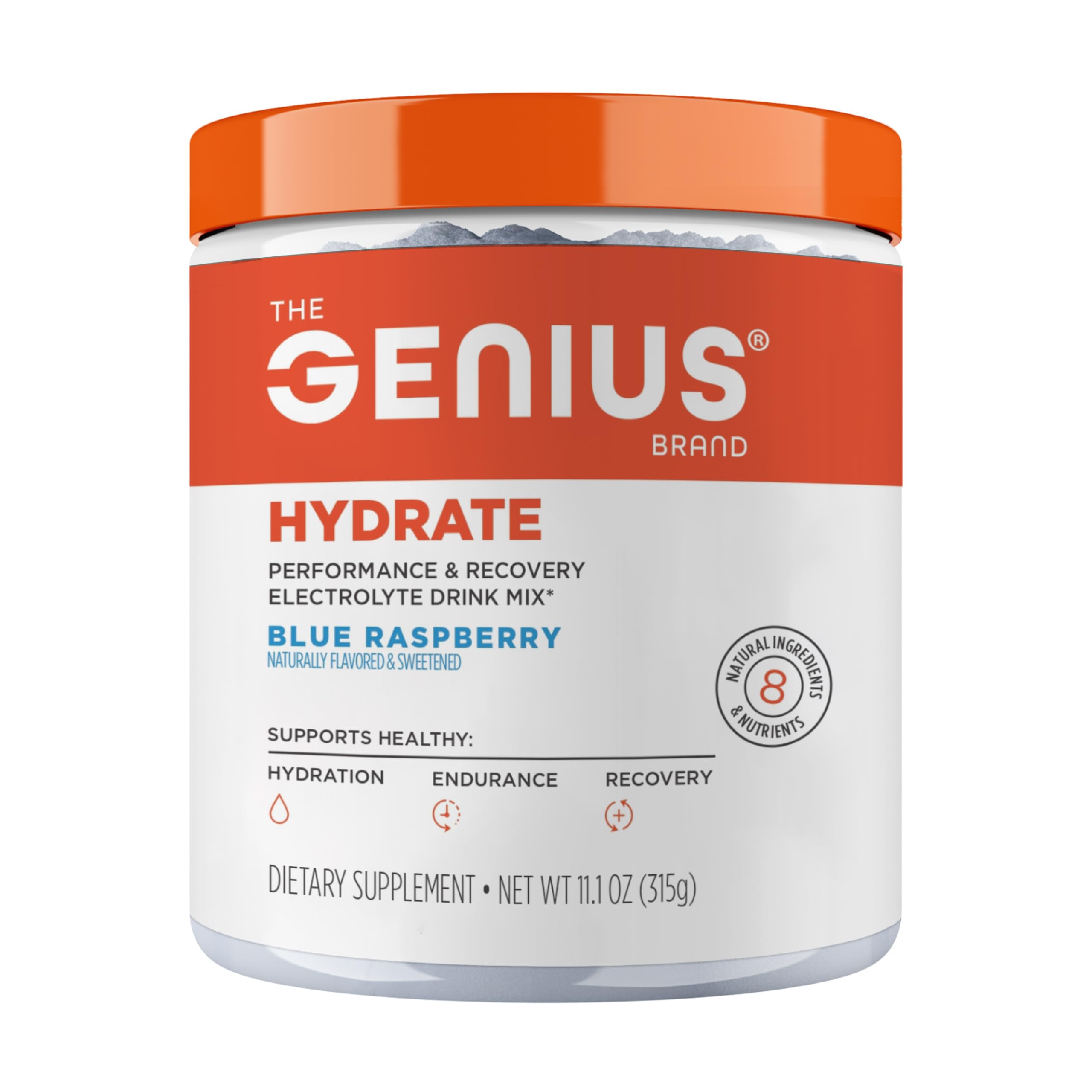 The Genius Brand frontal del envase mostrando la marca y beneficio de hidratación rápida