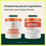 The Genius Brand ingredientes destacados con agua de coco aportando electrolitos naturales