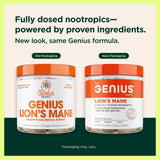 The Genius Brand polvo de melena de león en primer plano demostrando origen natural