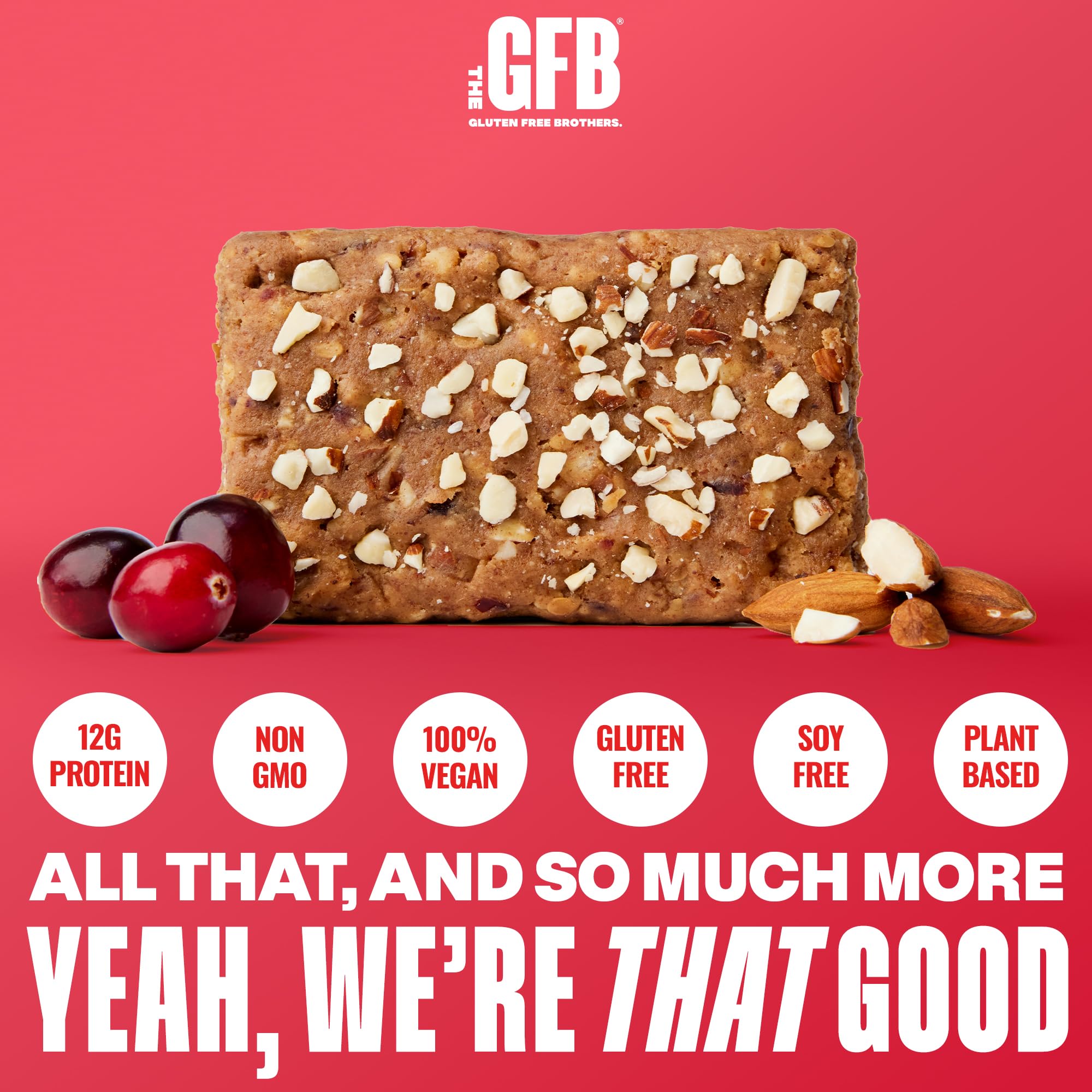 The GFB primer plano de textura masticable destacando almendras tostadas