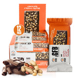 The GFB empaque frontal mostrando barras veganas y beneficio conveniencia
