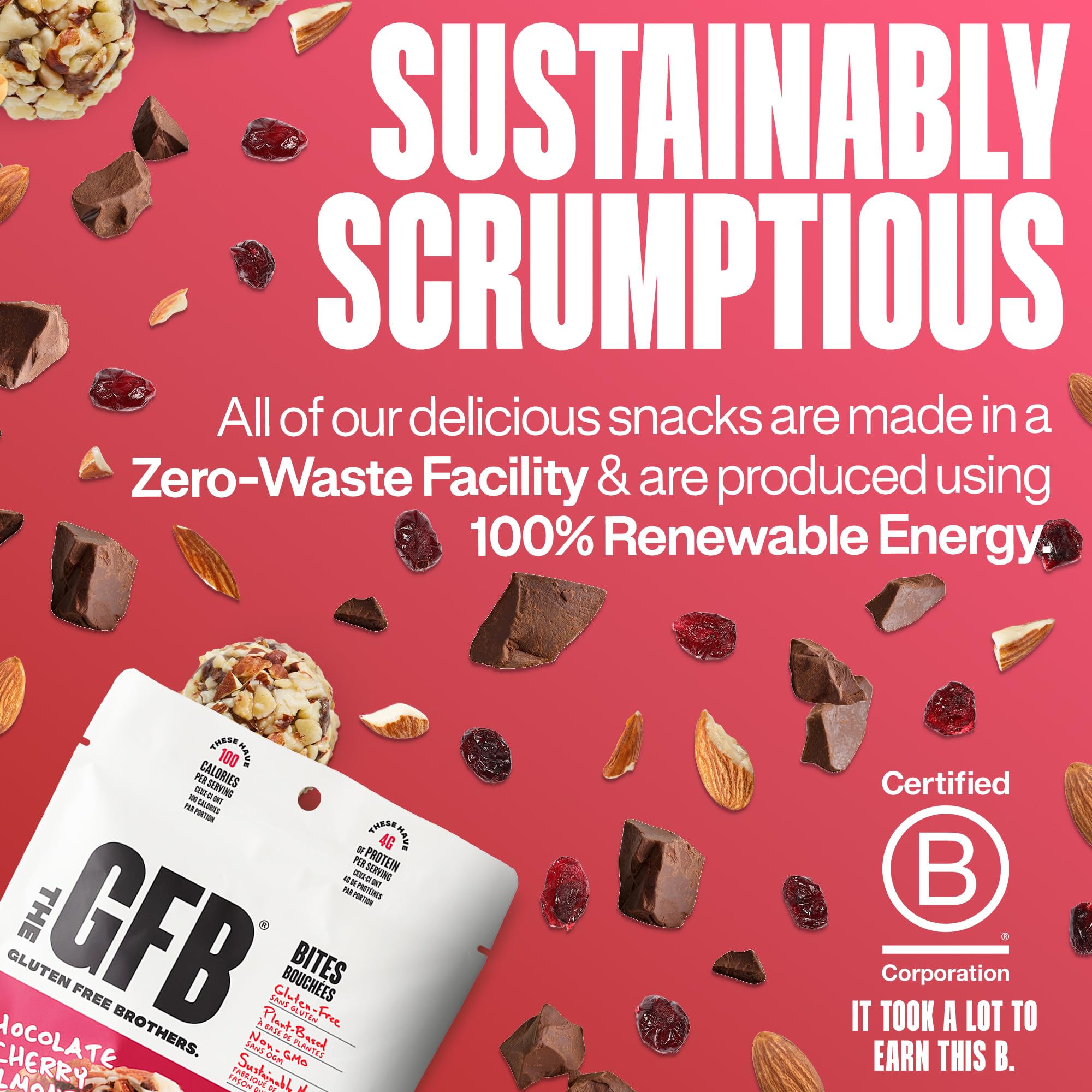 The GFB tamaño en mano demuestra porciones listas para snack y portabilidad