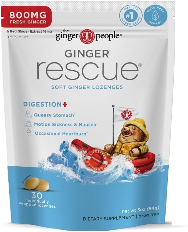 The Ginger People caja abierta con pastillas envueltas, comodidad para llevar