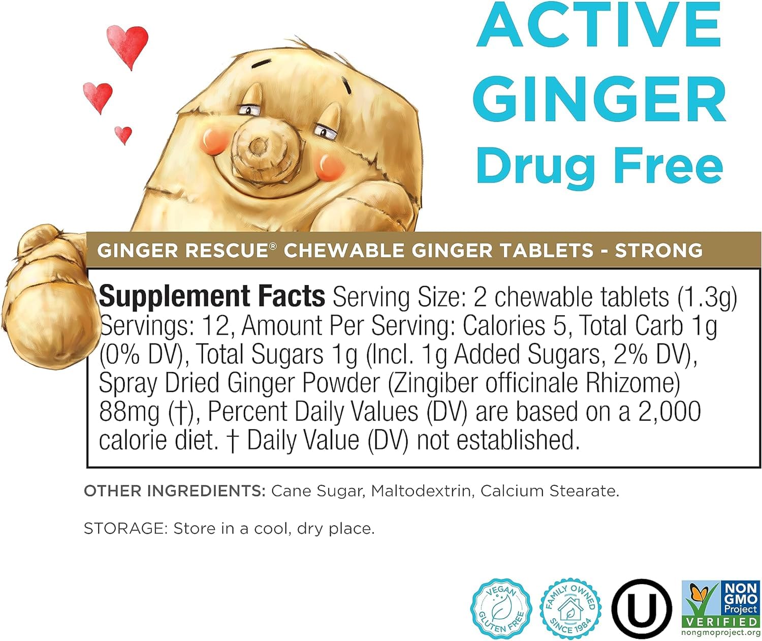The Ginger People envase abierto con tabletas visibles, conveniencia inmediata