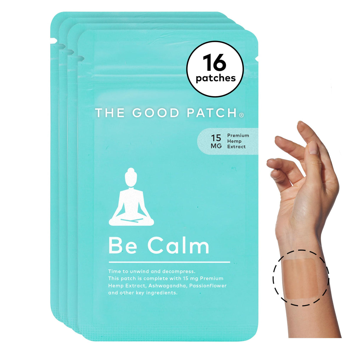 The Good Patch vista frontal del empaque mostrando la cantidad y marca beneficiosa
