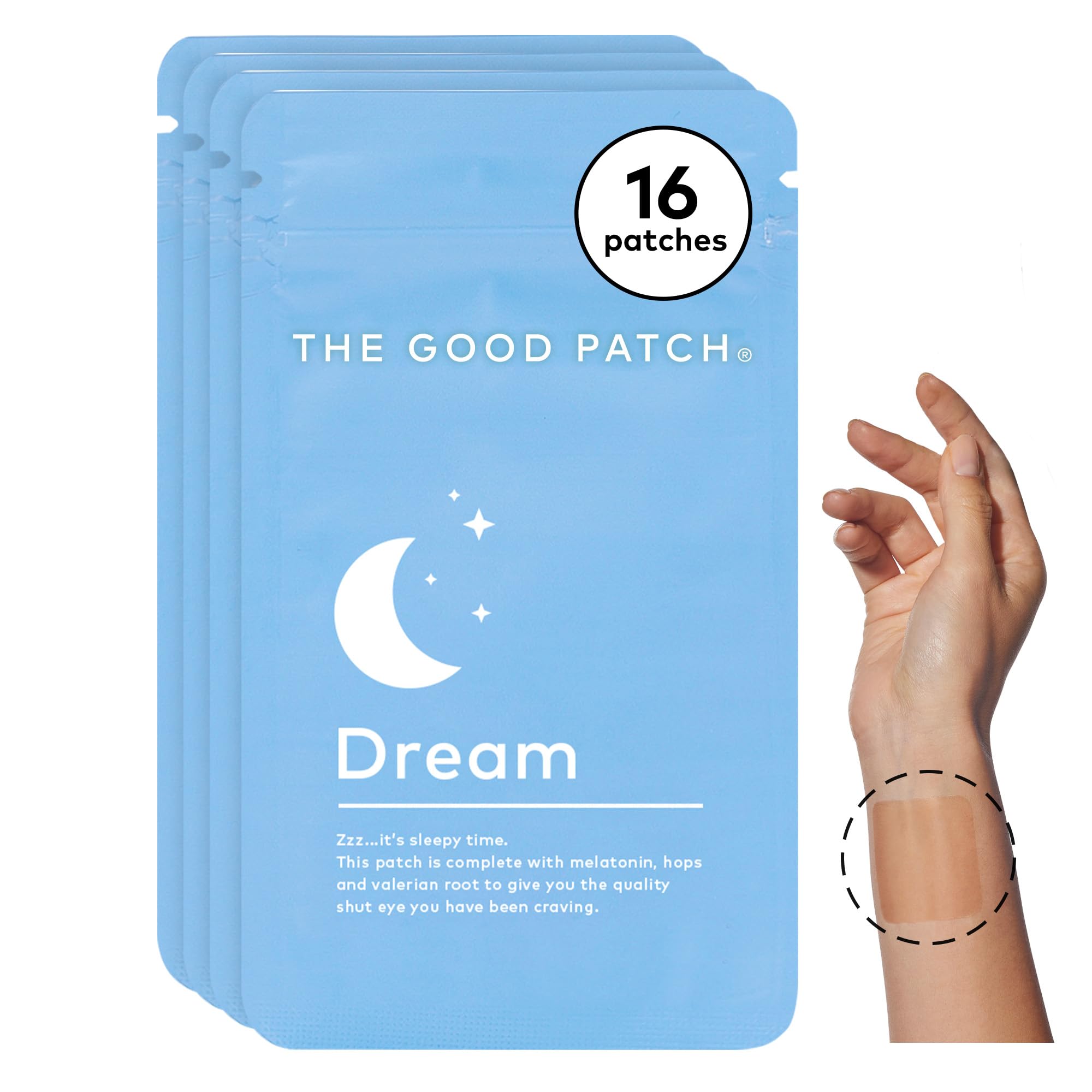 The Good Patch parche frontal mostrando adhesivo y diseño para fácil aplicación