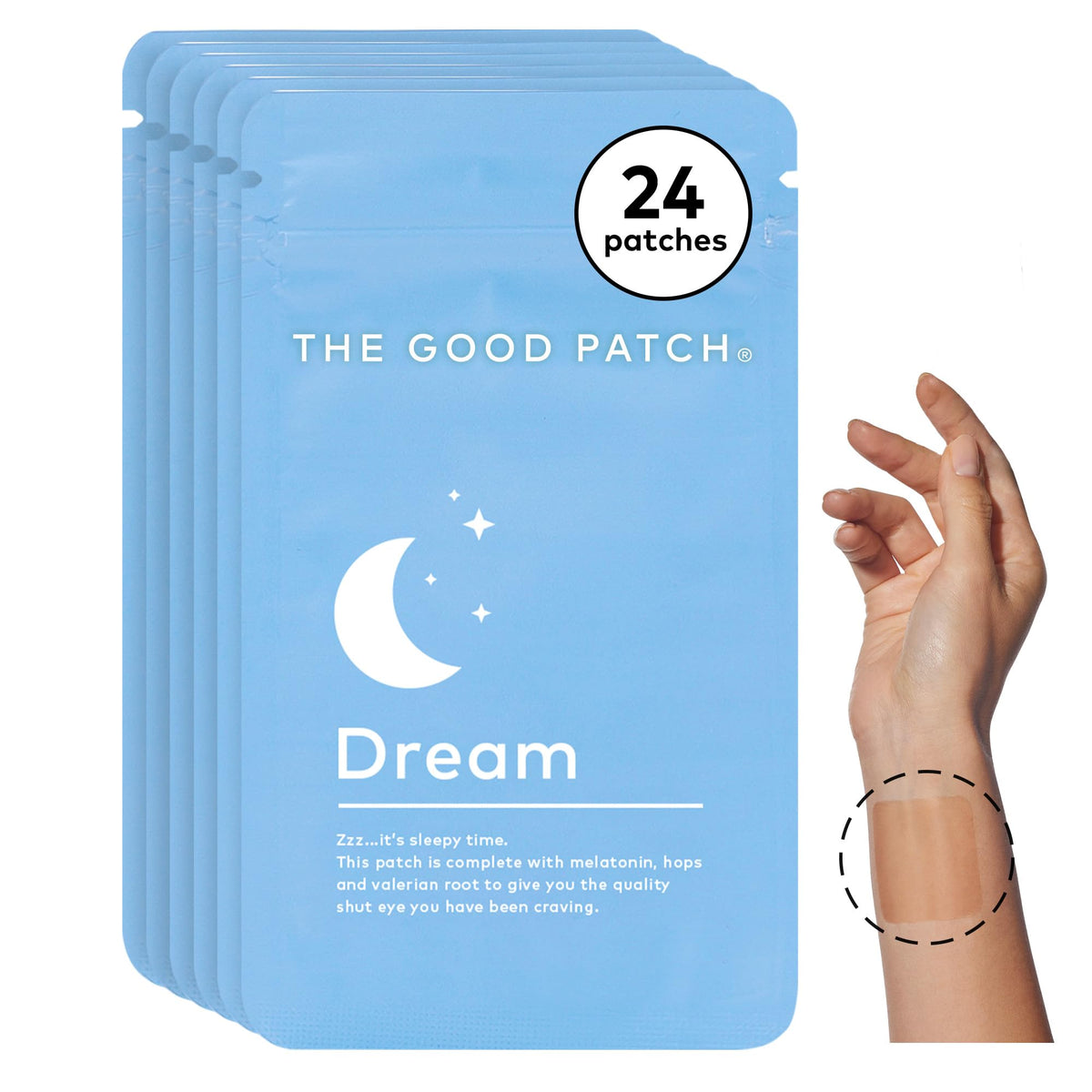 The Good Patch parche Dream Sleep frontal mostrando el diseño y beneficio de apoyo al sueño