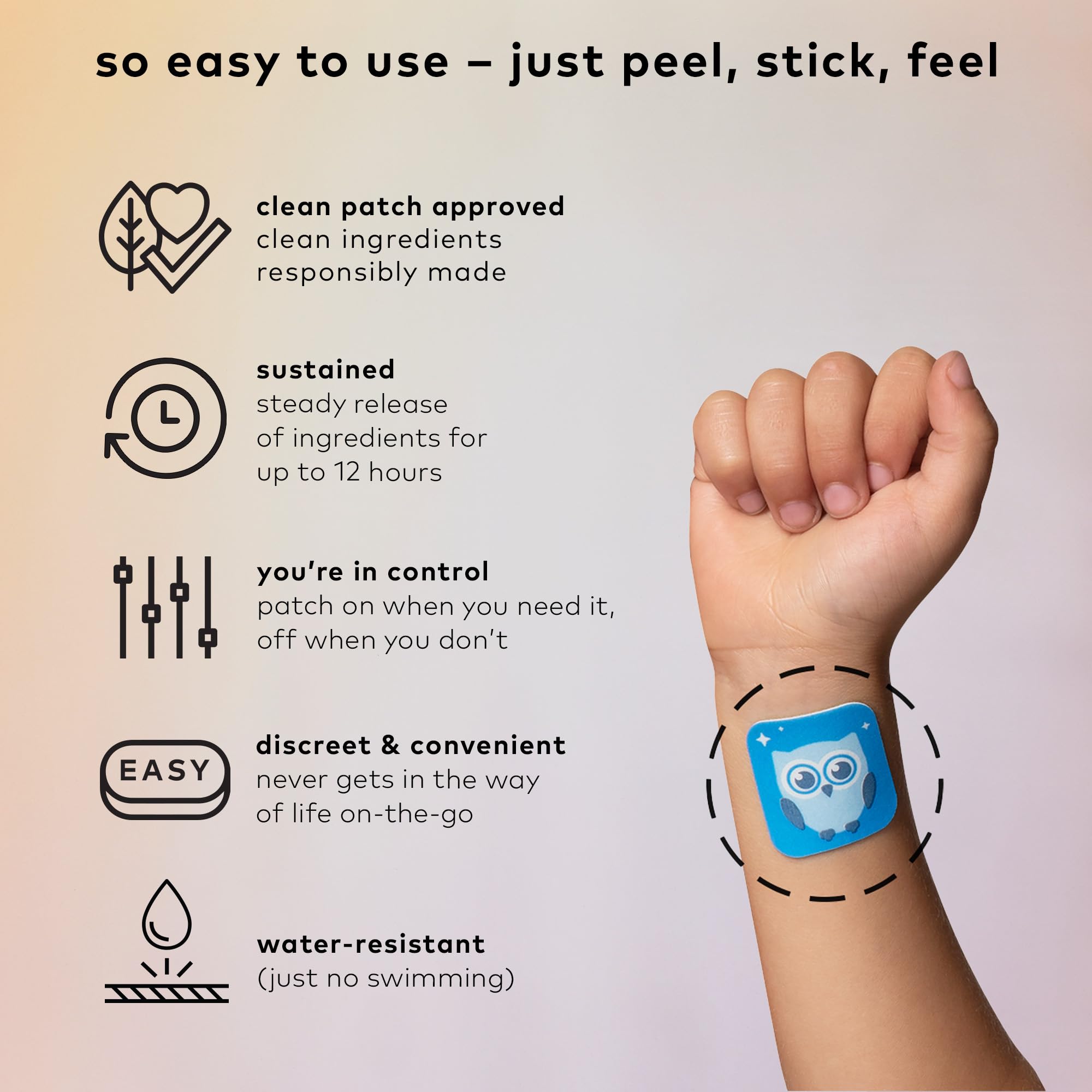 The Good Patch pouch resellable abierto con parches guardados