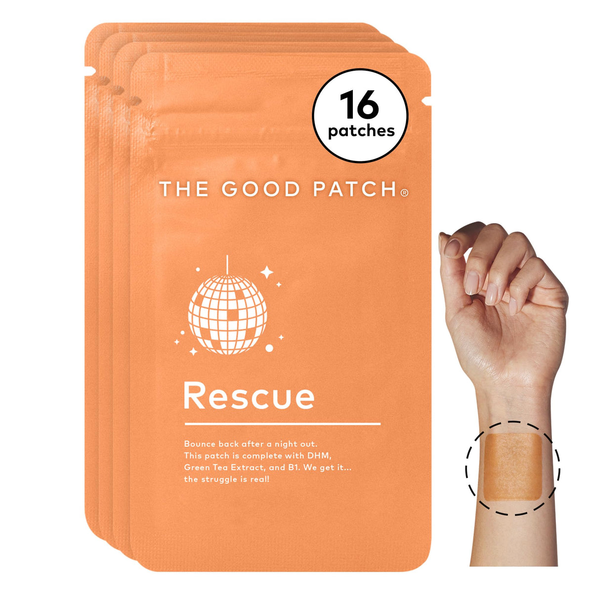The Good Patch paquete frontal mostrando 16 parches, conveniencia inmediato