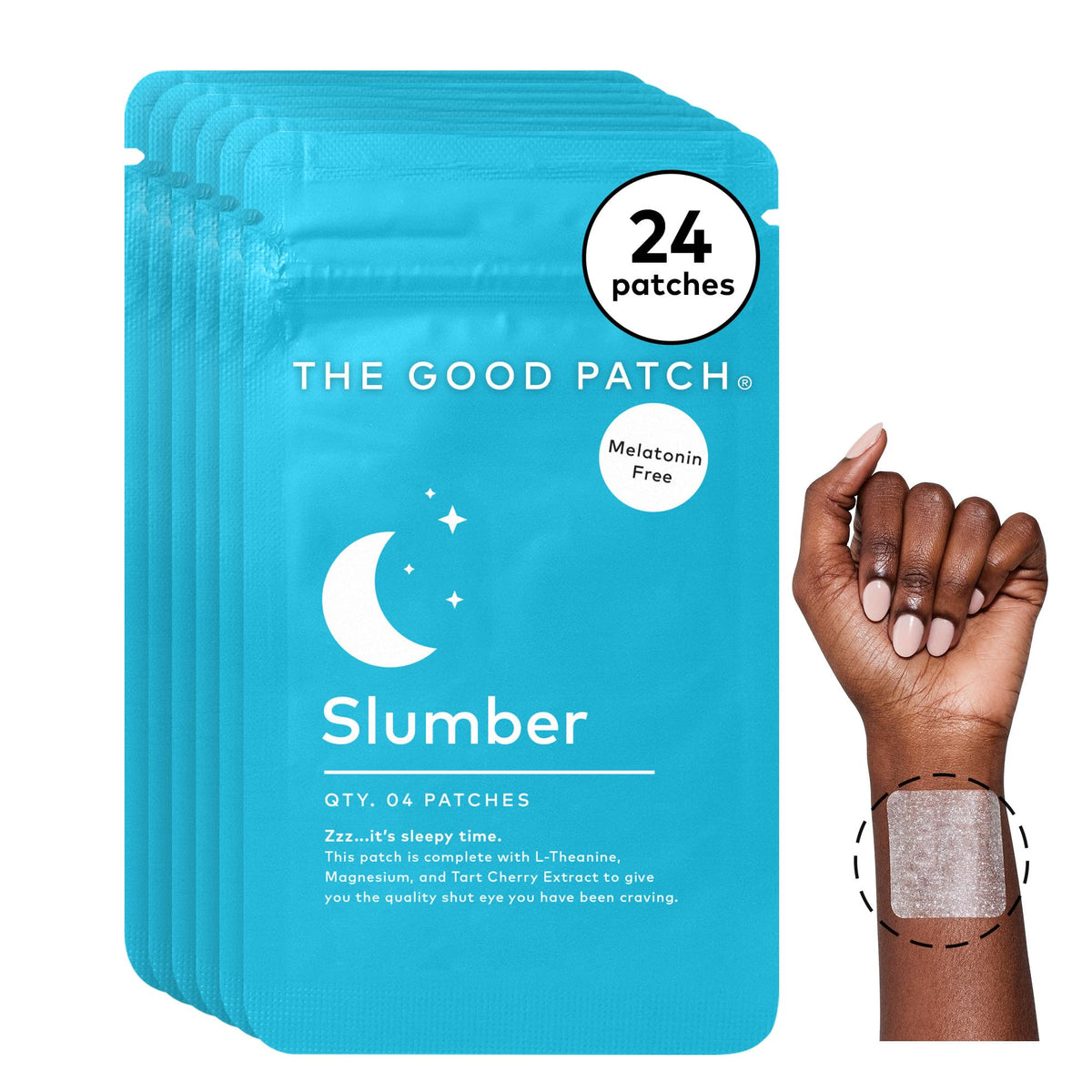 The Good Patch vista frontal del empaque mostrando 24 parches, claridad y confianza