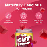 The Gut Gummy frasco abierto con gomitas para almacenamiento práctico