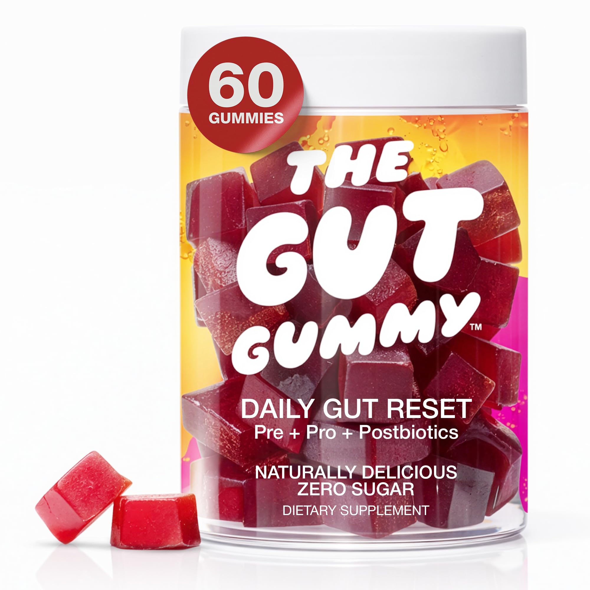 The Gut Gummy frente del paquete mostrando diseño y conveniencia