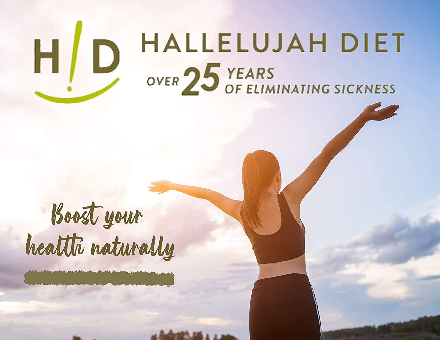 THE HALLELUJAH DIET etiqueta con sellos orgánico y sin gluten para confianza