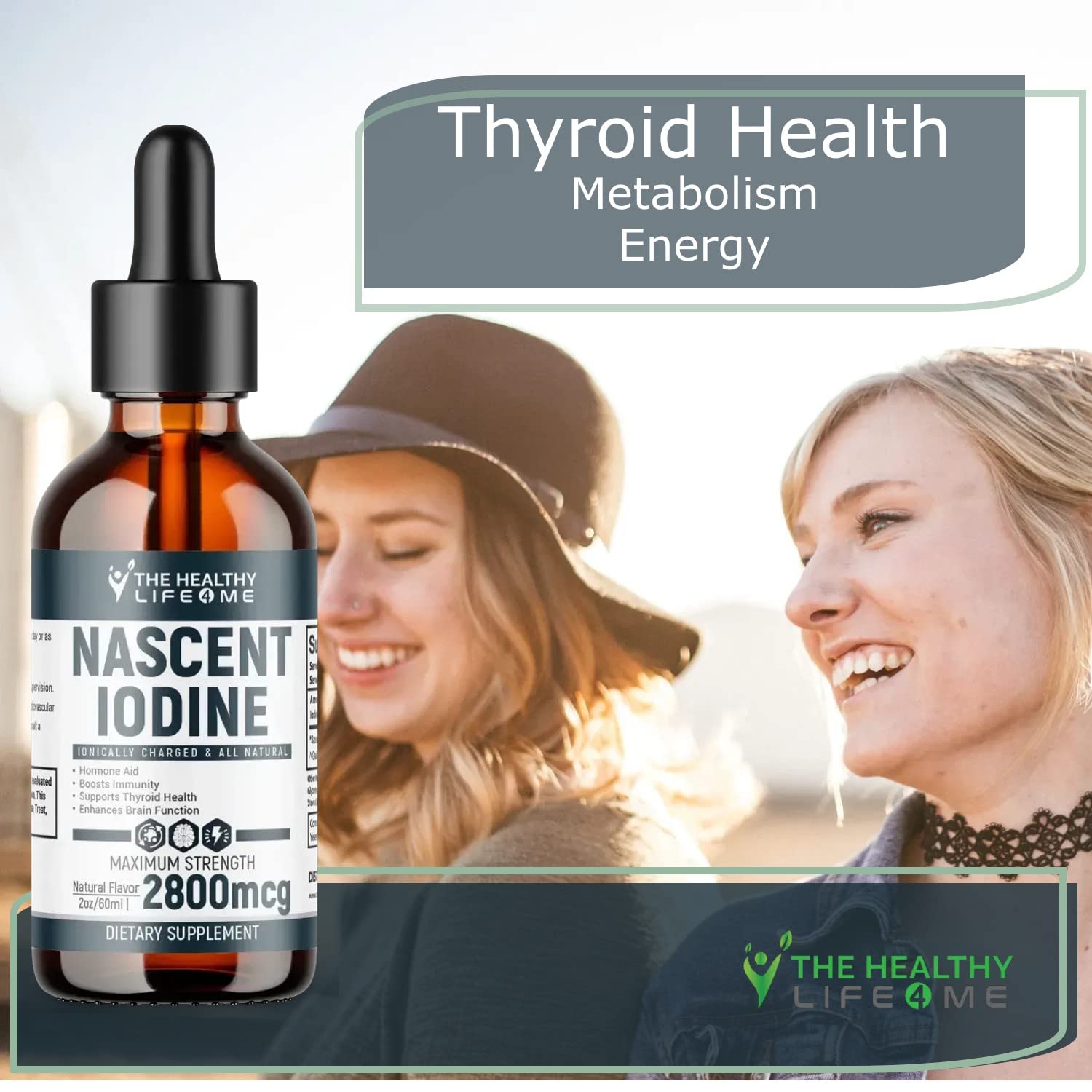 THE HEALTHY LIFE 4 ME frasco 2oz en mano para comparar tamaño y facilitar almacenamiento
