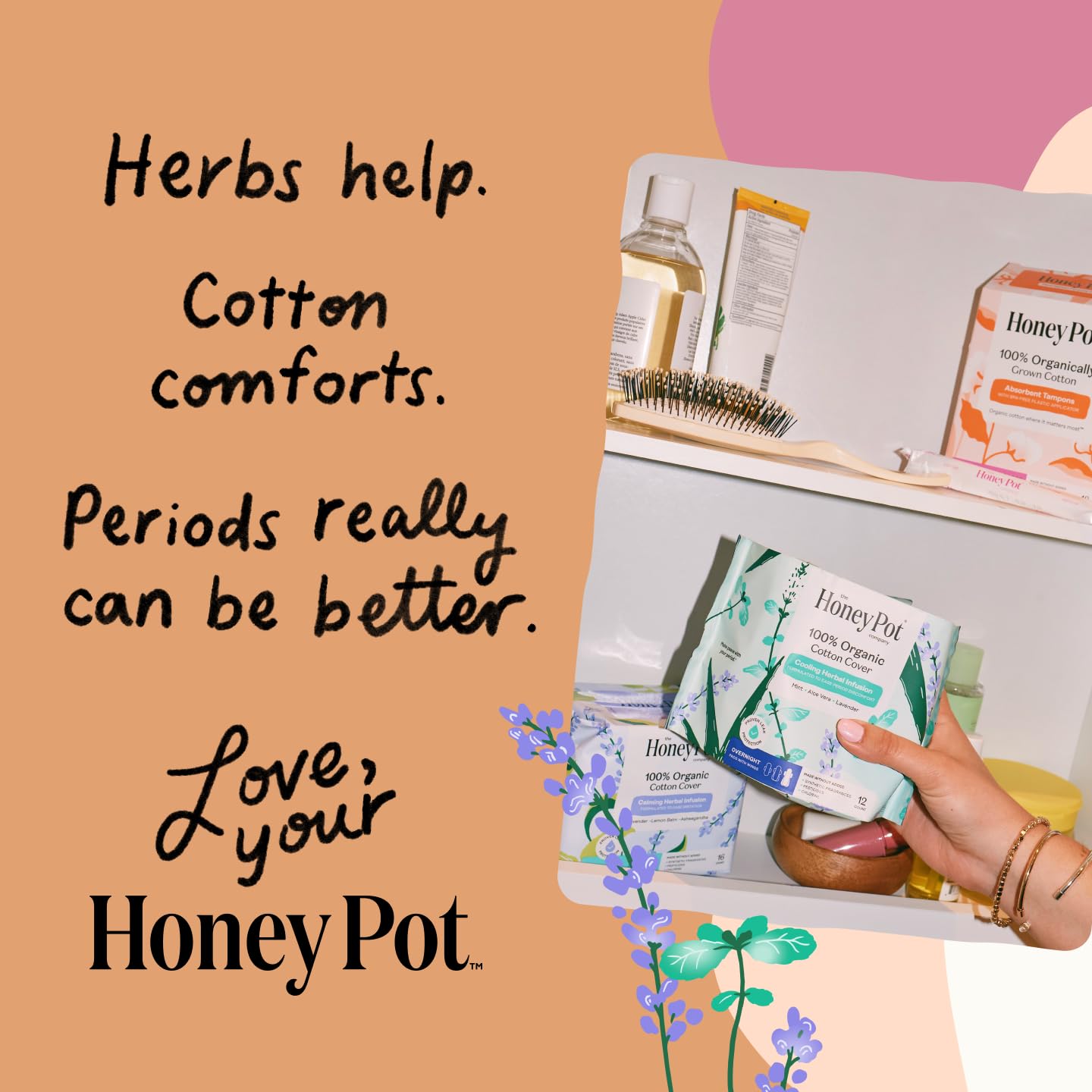 The Honey Pot Company caja abierta con 120 unidades, conveniencia para stock en casa