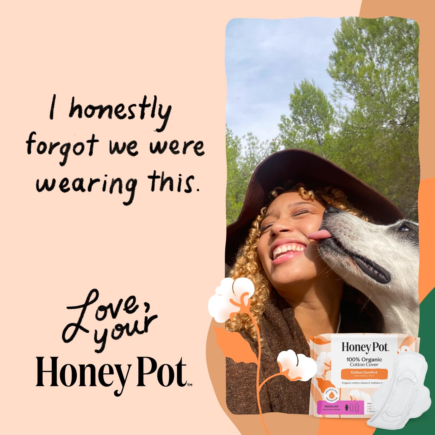 The Honey Pot Company empaque abierto con almohadillas listas para usar