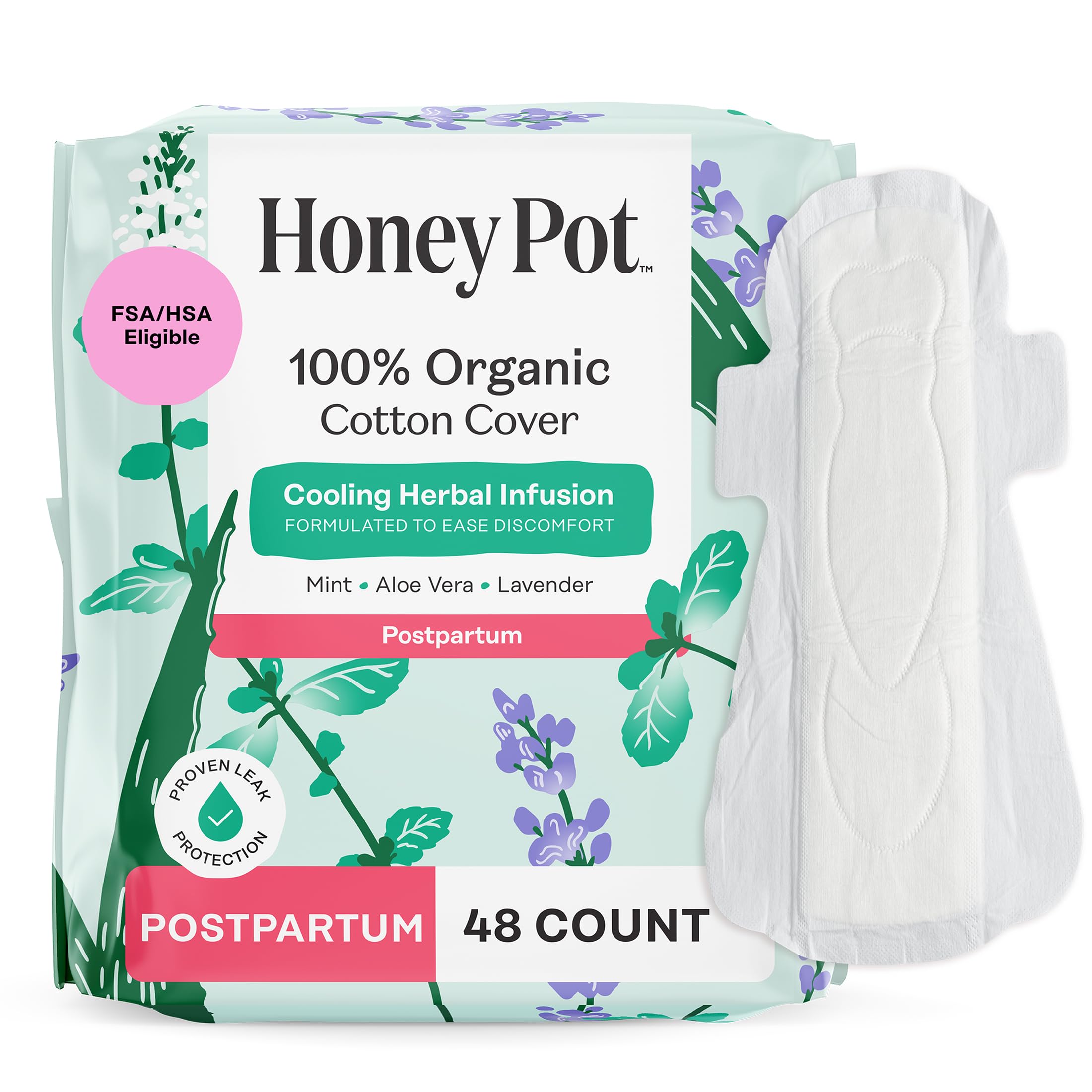 The Honey Pot Company empaque frontal que muestra 48 unidades, seguridad y conveniencia