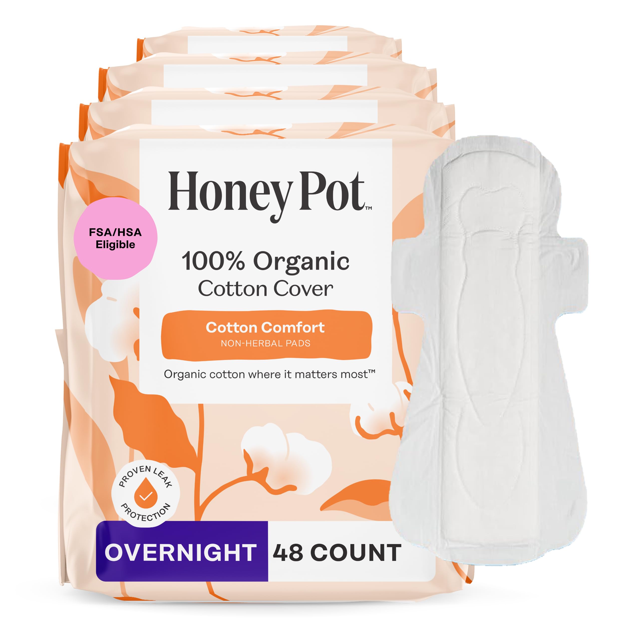 The Honey Pot Company empaque frontal mostrando 48 unidades y beneficio de protección