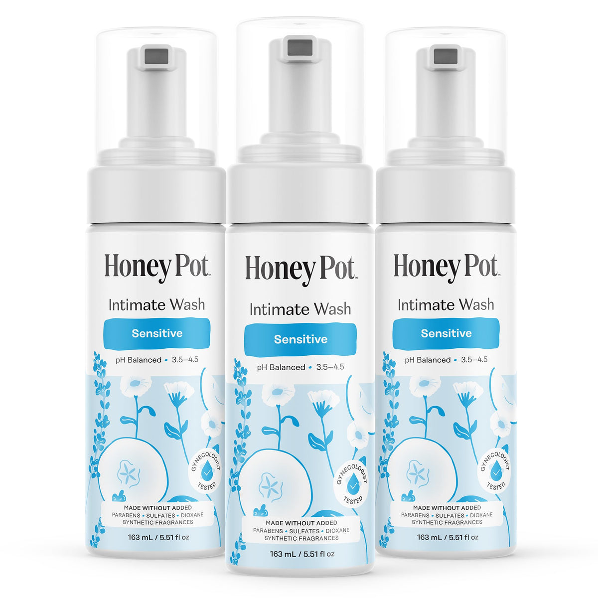 The Honey Pot Company frontal paquete de tres muestra ahorro y conveniencia