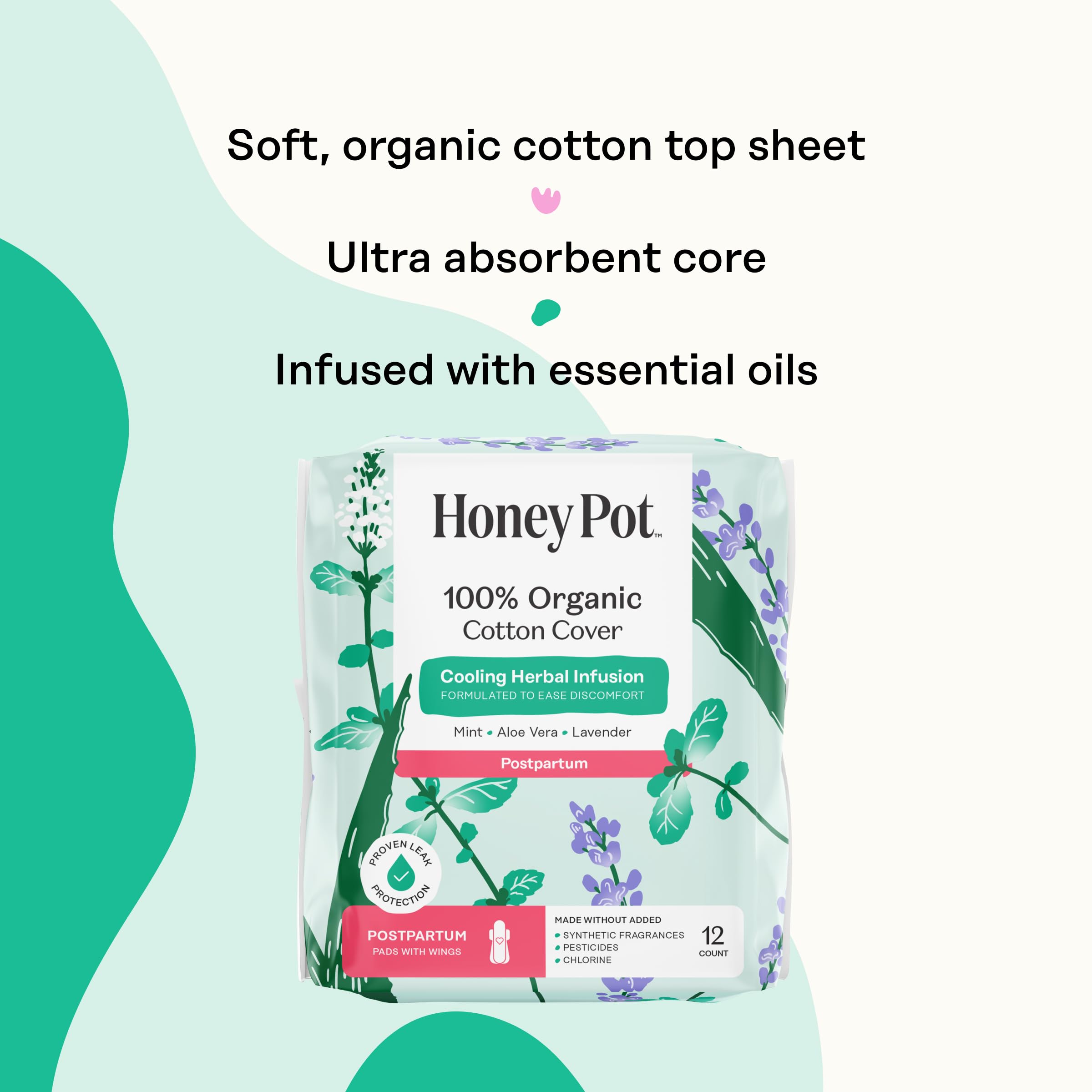 The Honey Pot Company núcleo absorbente que previene fugas y brinda protección