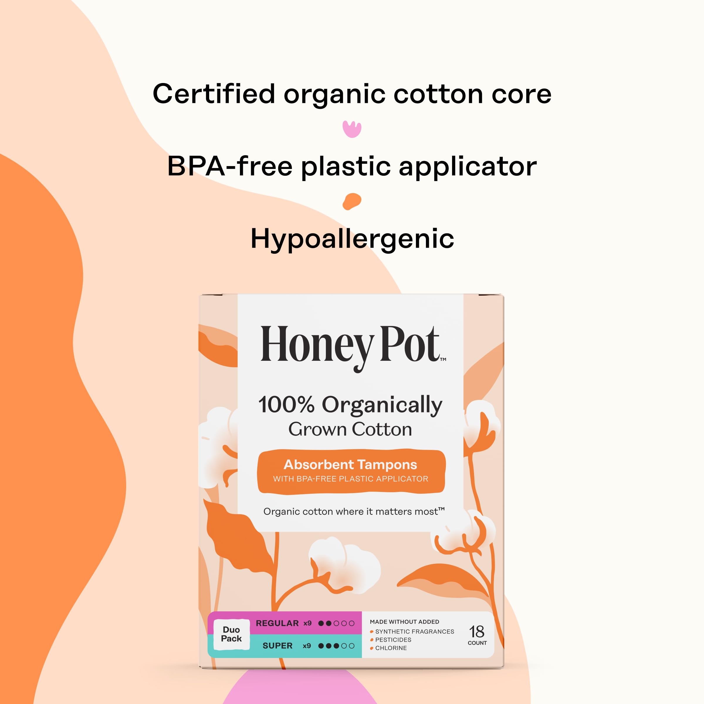 The Honey Pot Company tampón en mano para mostrar tamaño y manejo fácil