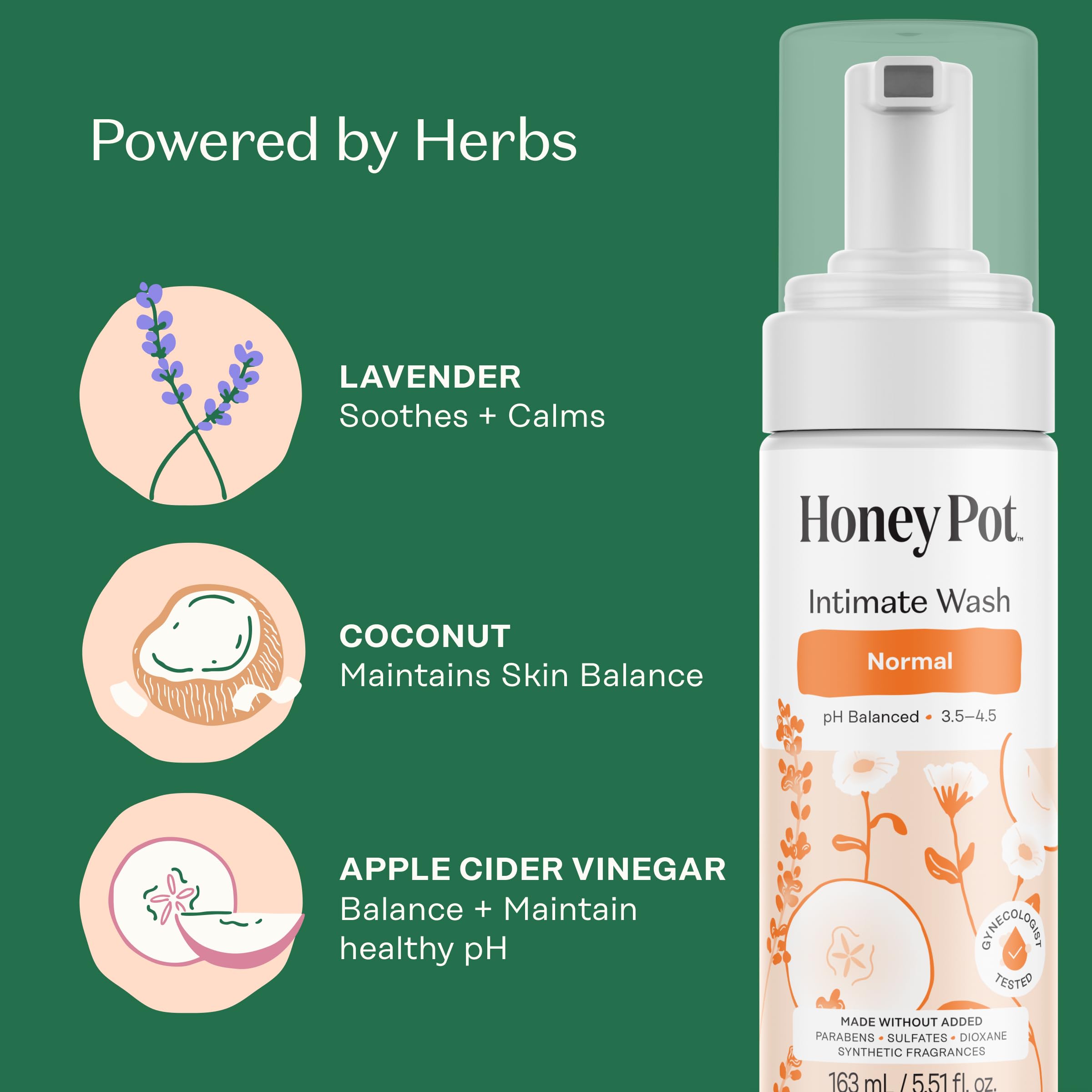 The Honey Pot Company aplicando en ducha para higiene íntima diaria suave