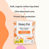 The Honey Pot Company toalla colocada en ropa interior demostrando uso seguro