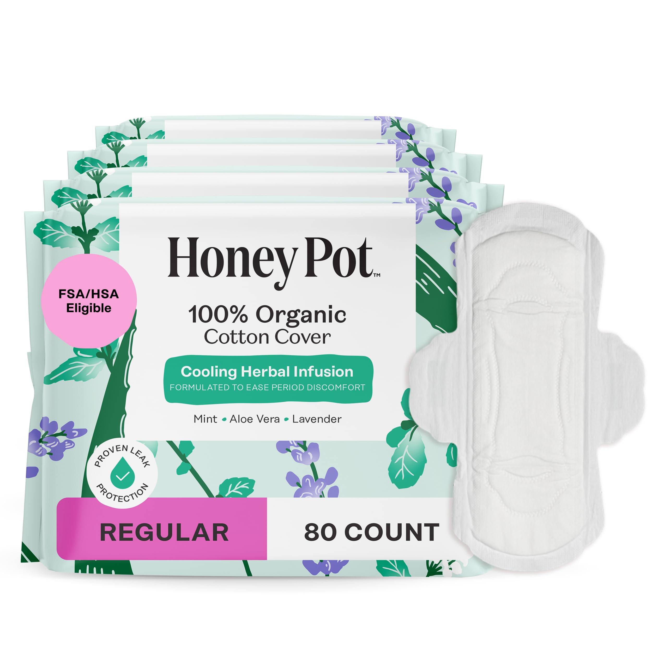 The Honey Pot Company paquete frontal mostrando 80 unidades y beneficios