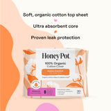 The Honey Pot Company corte del núcleo absorbente mostrando retención eficaz