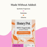 The Honey Pot Company primer plano del núcleo de algodón orgánico que absorbe rápido