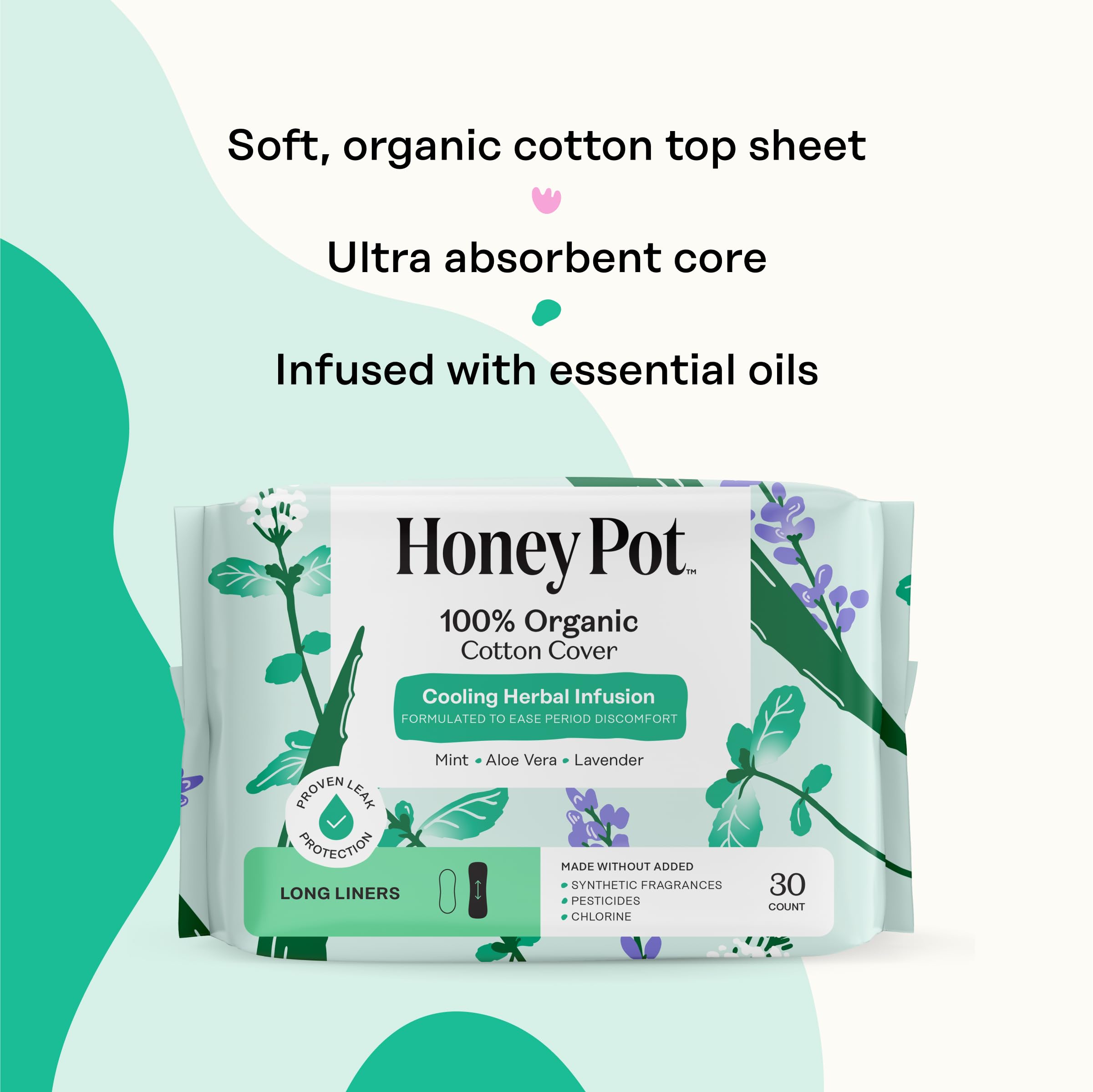 The Honey Pot Company protector con alas vista superior que muestra ajuste seguro