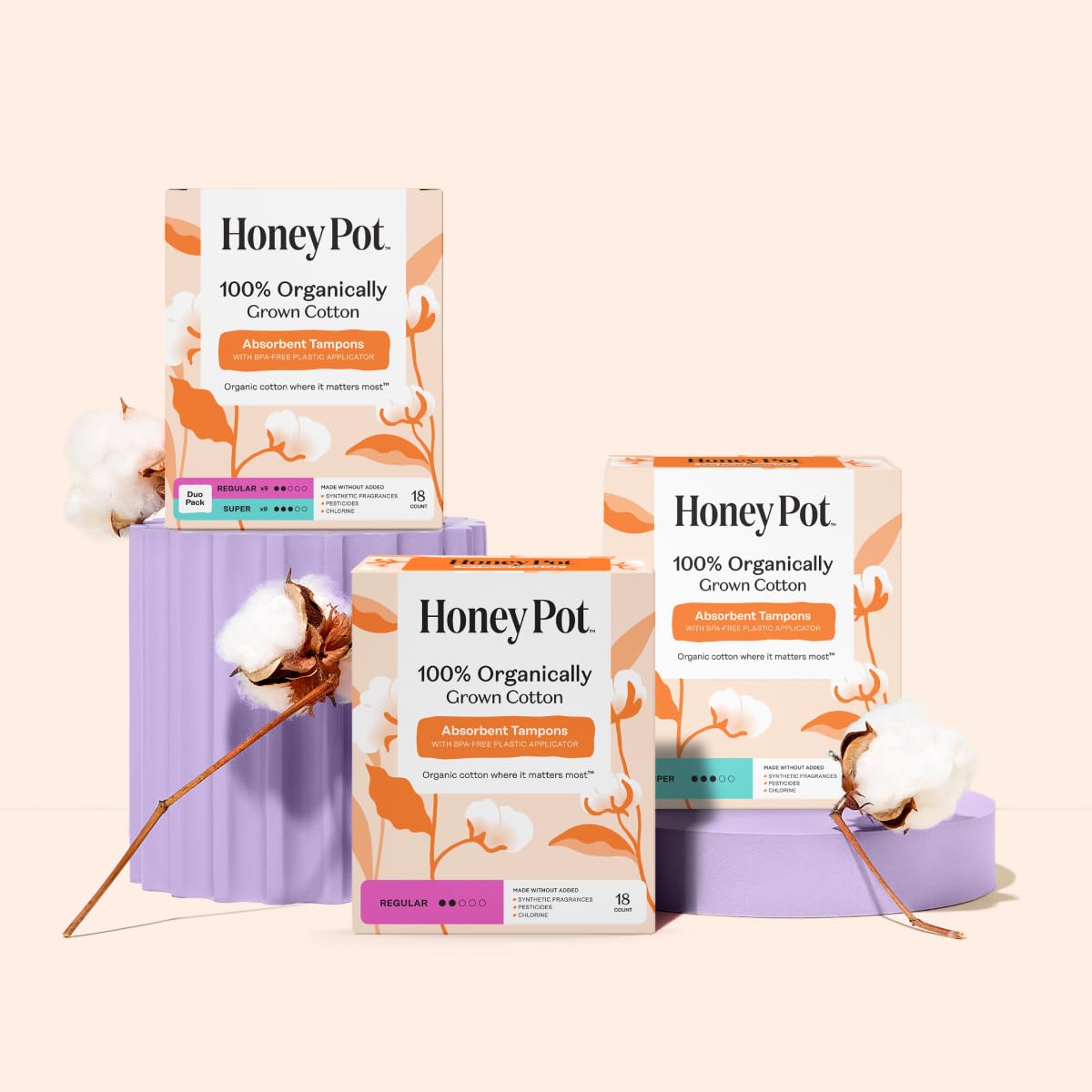 The Honey Pot Company etiqueta sin fragancia y sin químicos visibles para tranquilidad