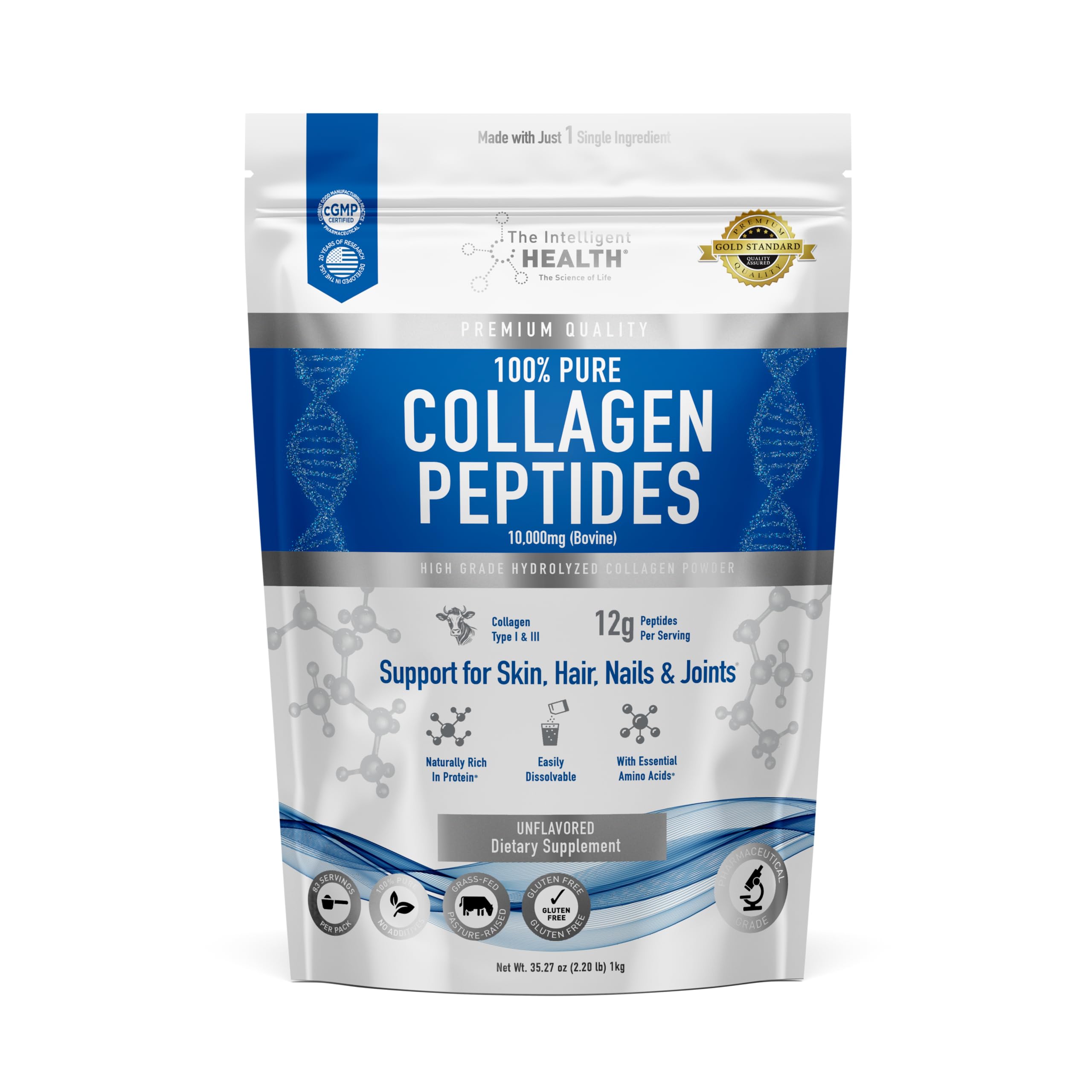 The Intelligent Health frente del envase mostrando 1 kg y beneficios claros
