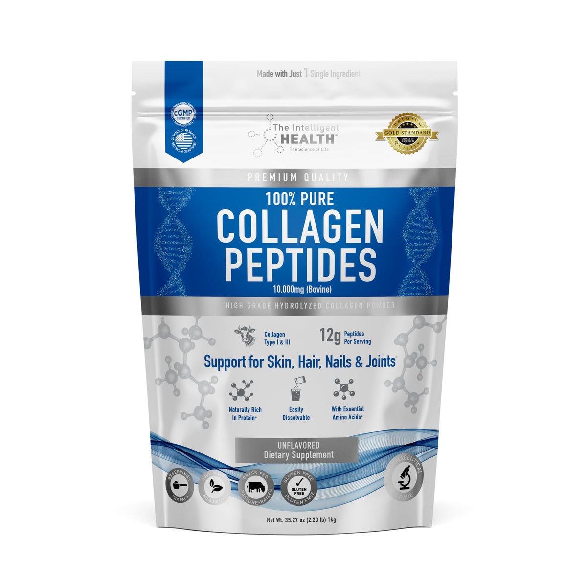 The Intelligent Health frente del envase mostrando 1 kg y beneficios claros