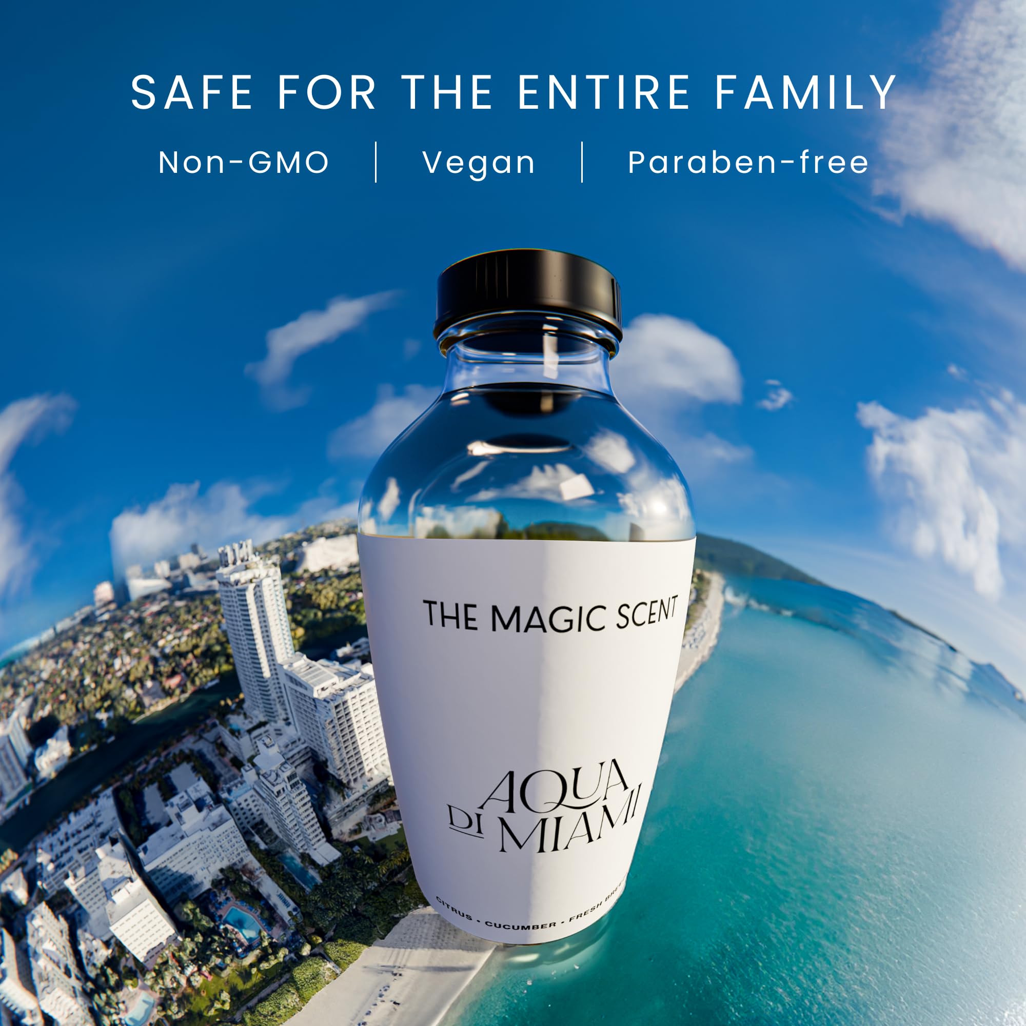 THE MAGIC SCENT detalle de etiqueta con notas olfativas y origen Miami, confianza