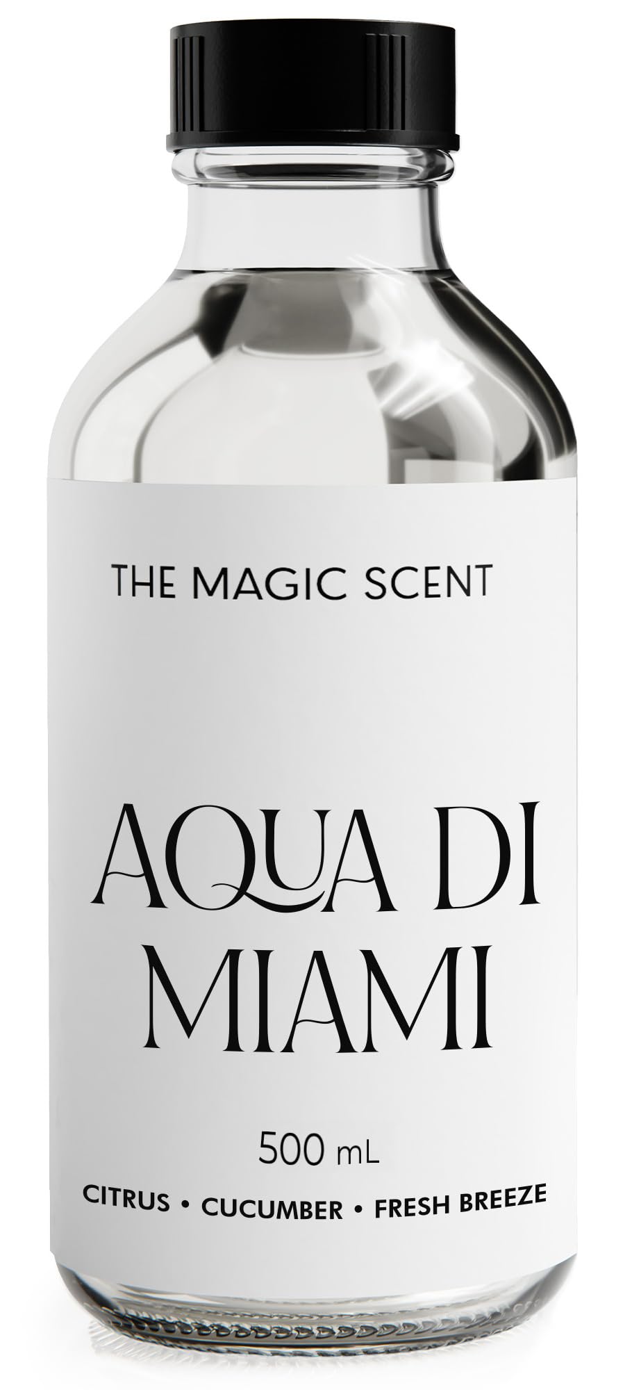 THE MAGIC SCENT botella frontal mostrando diseño y volumen 500 ml, refine aroma