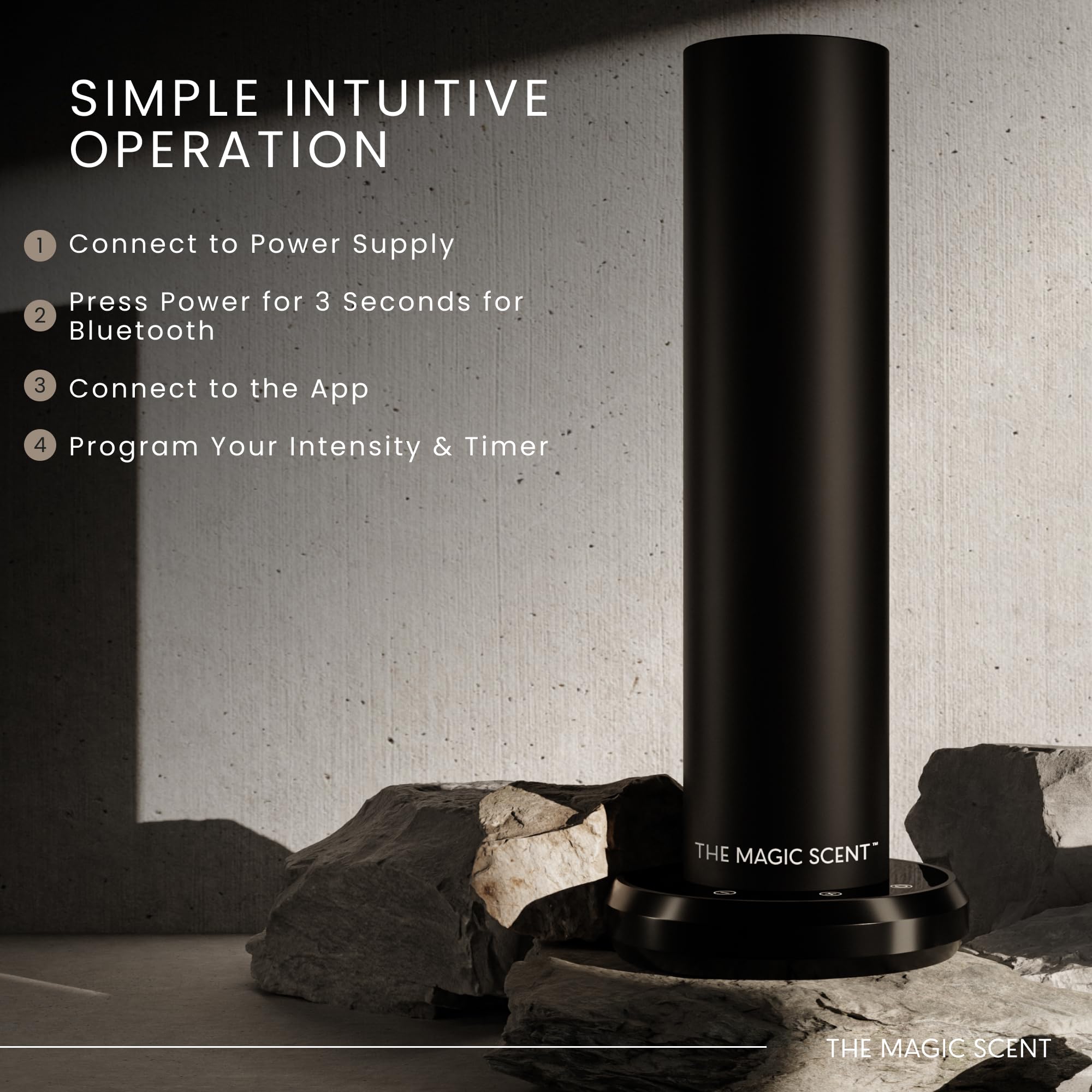 The Magic Scent app Bluetooth mostrando programación control remoto fácil