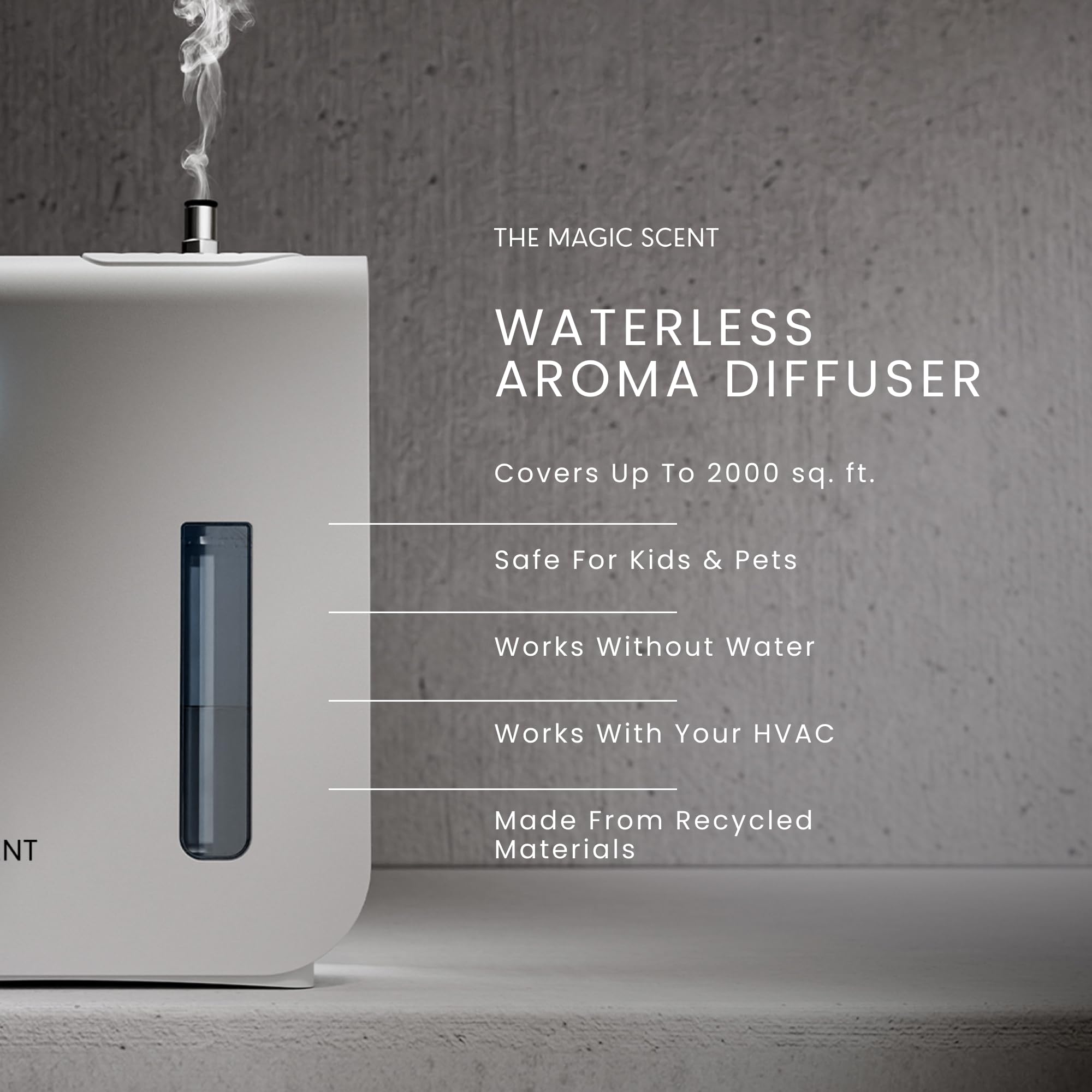 The Magic Scent boquilla en primer plano que destaca ajuste para uso portátil y HVAC